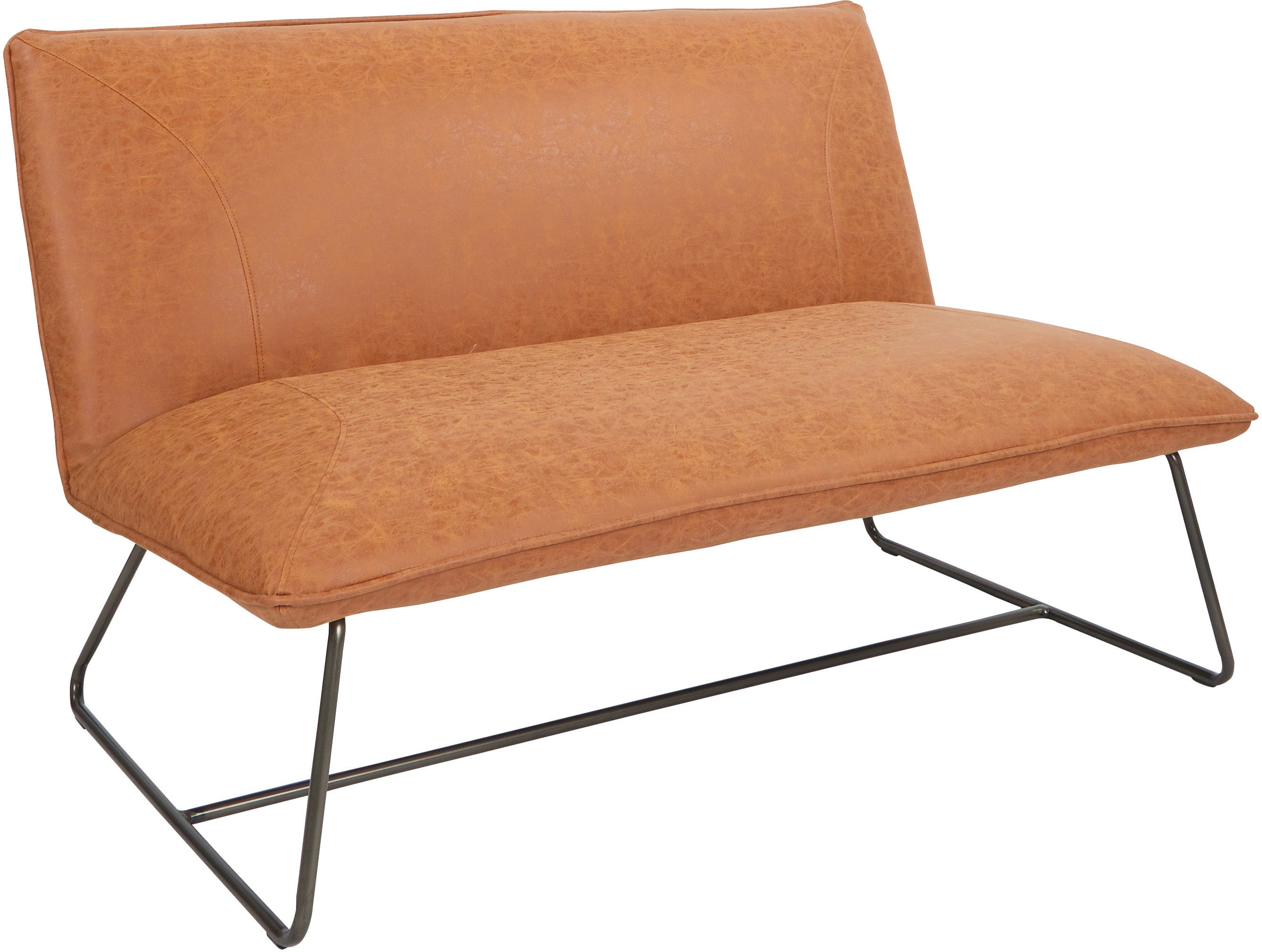 Sand Faux Leather with Industrial Steel Frame