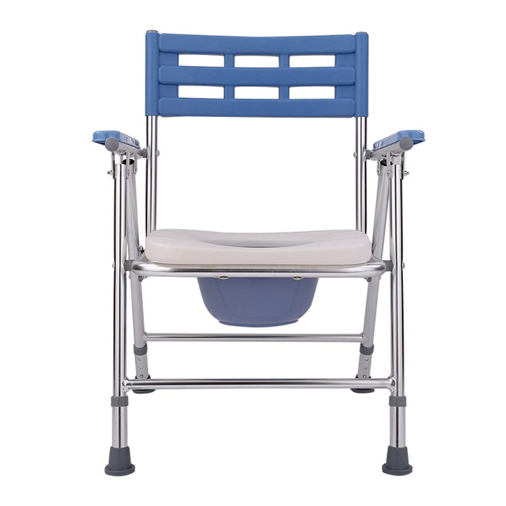 Portable Folding Bedside Commode Chair - Adjustable Height Medical Toilet Seat with Safety Frame for Elderly, Adults & Pregnant Women - Ideal for Bathroom, Shower & Bedroom Use