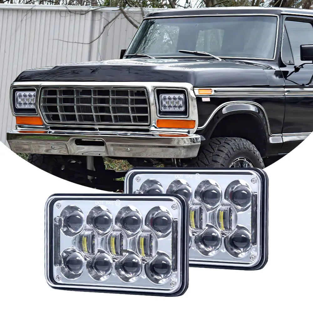 60W 4x6 Inch LED Rectangular Sealed Beam Headlights - DOT Approved Truck Headlight Replacement - High Brightness for Off-Road, Night Driving & Foggy Conditions