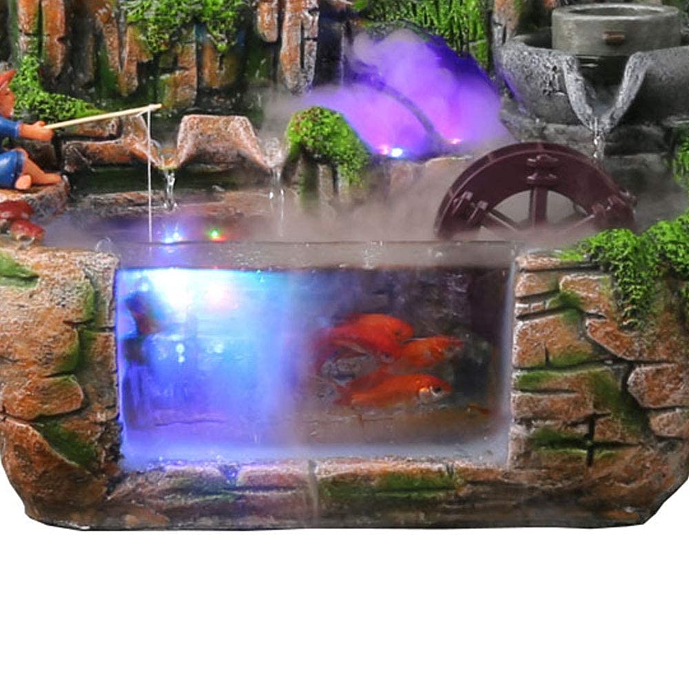 Tabletop Fountain with Waterfall & Humidifier - Natural Rockery Design for Aquariums, Plants & Birds | Indoor Desk Fountain Decor for Office, Home, Bedroom | US Stock | Perfect for Relaxation, Zen Decor & Stress Relief