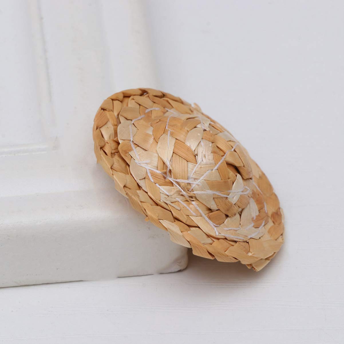 Mini Doll Straw Hat - 12pcs Handcraft Woven Cap for DIY Doll Toys (4cm) - Perfect for Doll Accessories & Crafting