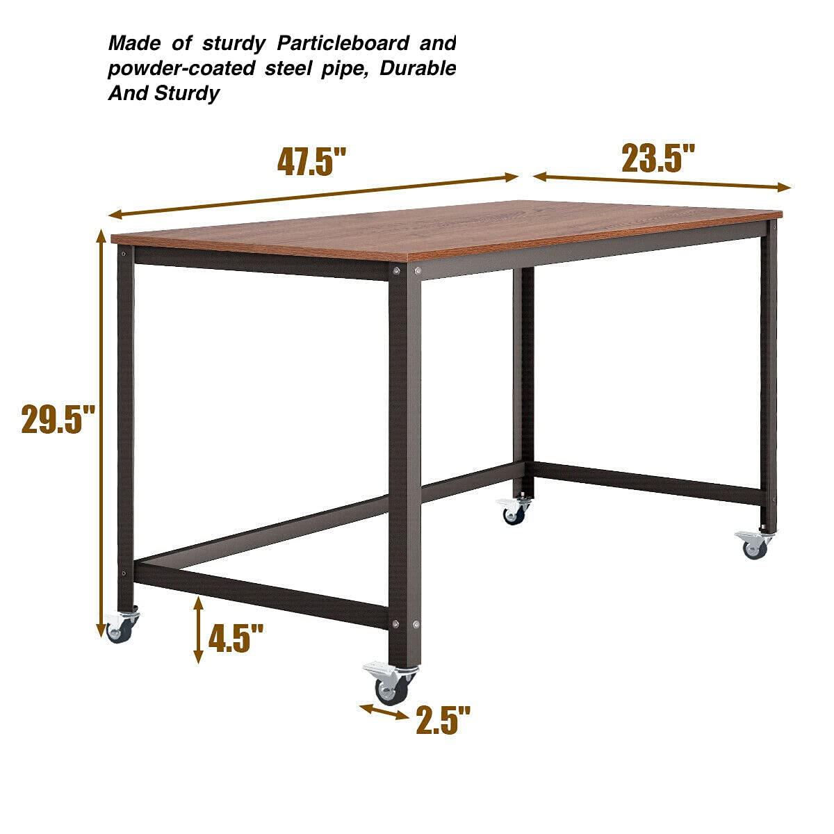 Ergonomic Rolling Computer Desk with Wheels - Adjustable Laptop Workstation for Home Office, Study & Reading - Large Multifunctional PC Table for Writing, Gaming & Business Use - Perfect for Small Spaces & Living Rooms