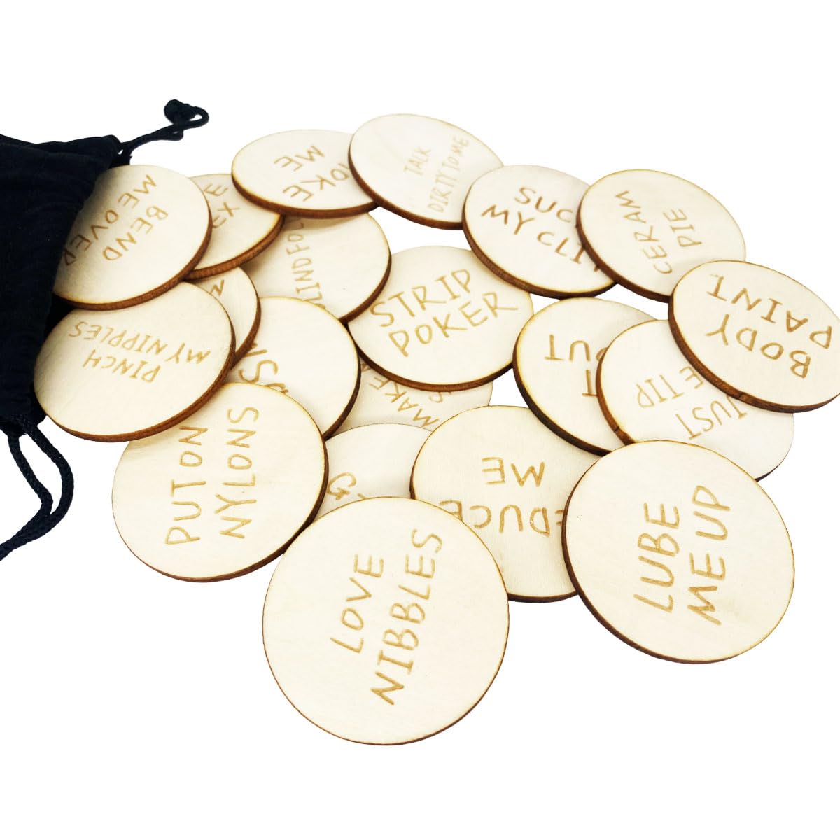 **20Pcs Funny Couples Tokens - Romantic Date Night Game, Wedding Anniversary & Valentine's Gift - Wooden Activity Tokens for Adults (Pack of 3, Round) - Perfect for Intimate Evenings, Bachelorette Parties & Spicing Up Relationships**