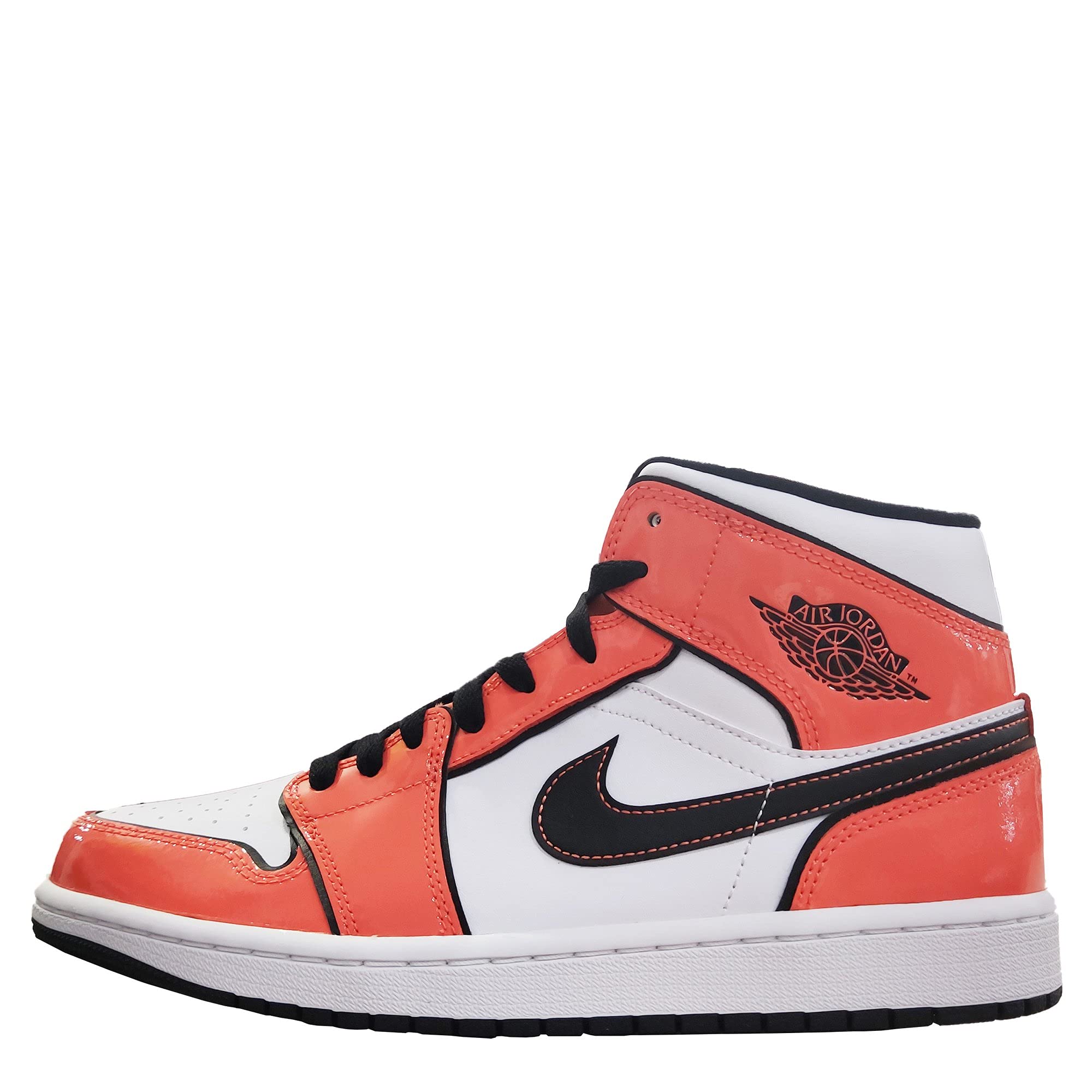Nike Men's Air Jordan 1 Mid Sneakers - Turf Orange/Black-White - Size 9.5 | Basketball Shoes for Men, Casual Streetwear, Athletic Lifestyle