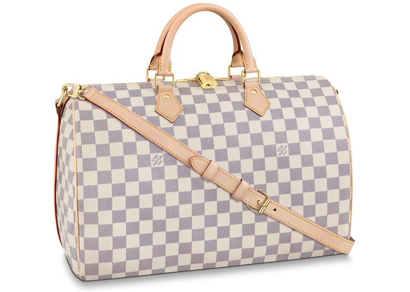 LV Speedy Bandouliere 35 Handbag - Damier Azur Canvas Crossbody Bag with Adjustable Strap | Perfect for Travel, Work & Everyday Use