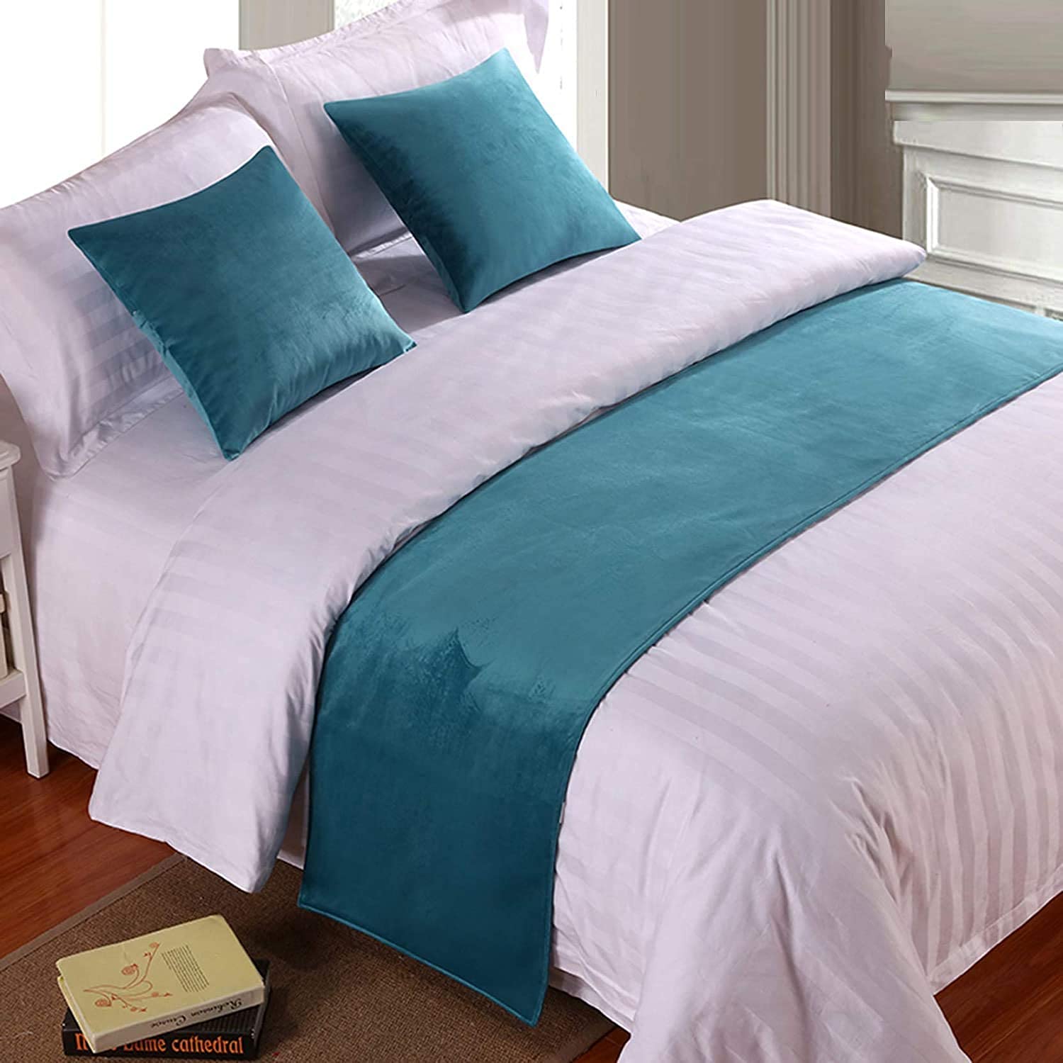Premium Cotton & Linen Bed Runner Scarf - King/Queen Size Hotel Style Bedspread Coverlet - Elegant Foot of Bed Decoration for Master Bedroom, Guest Room & Luxury Home Decor