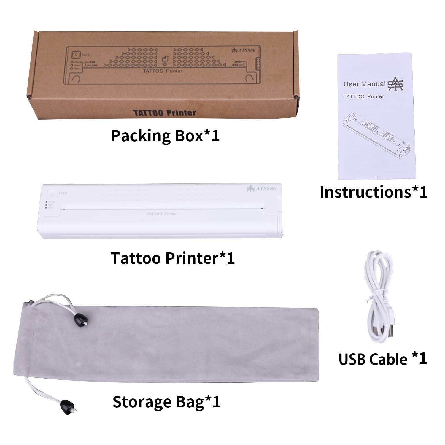 YILONG Wireless Bluetooth Tattoo Stencil Printer - Portable Thermal Transfer Machine for Tattoo Artists & Beginners | Compatible with Android, iOS & PC (ATS886-White) | Perfect for Tattoo Studio, Home Practice & Professional Design Work