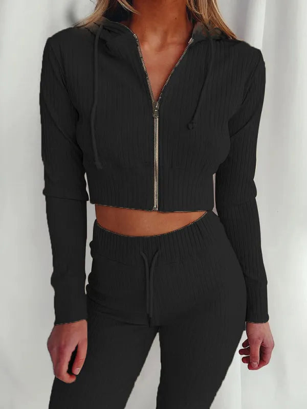 Stylish Women's Casual Knit Jogger Two-Piece Set - Comfortable Lounge Wear for Home, Gym & Outings