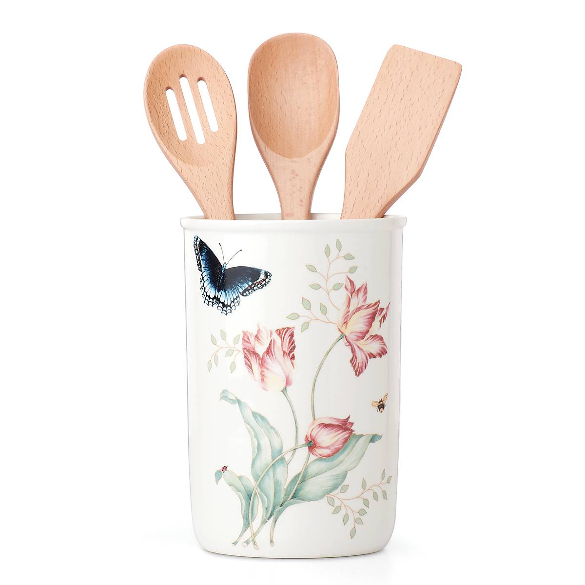 Butterfly Meadow 4-Piece Kitchen Utensil Holder Set - Stylish Countertop Organizer for Spoons, Forks & Cooking Tools - Perfect for Home, Restaurant & Office Use