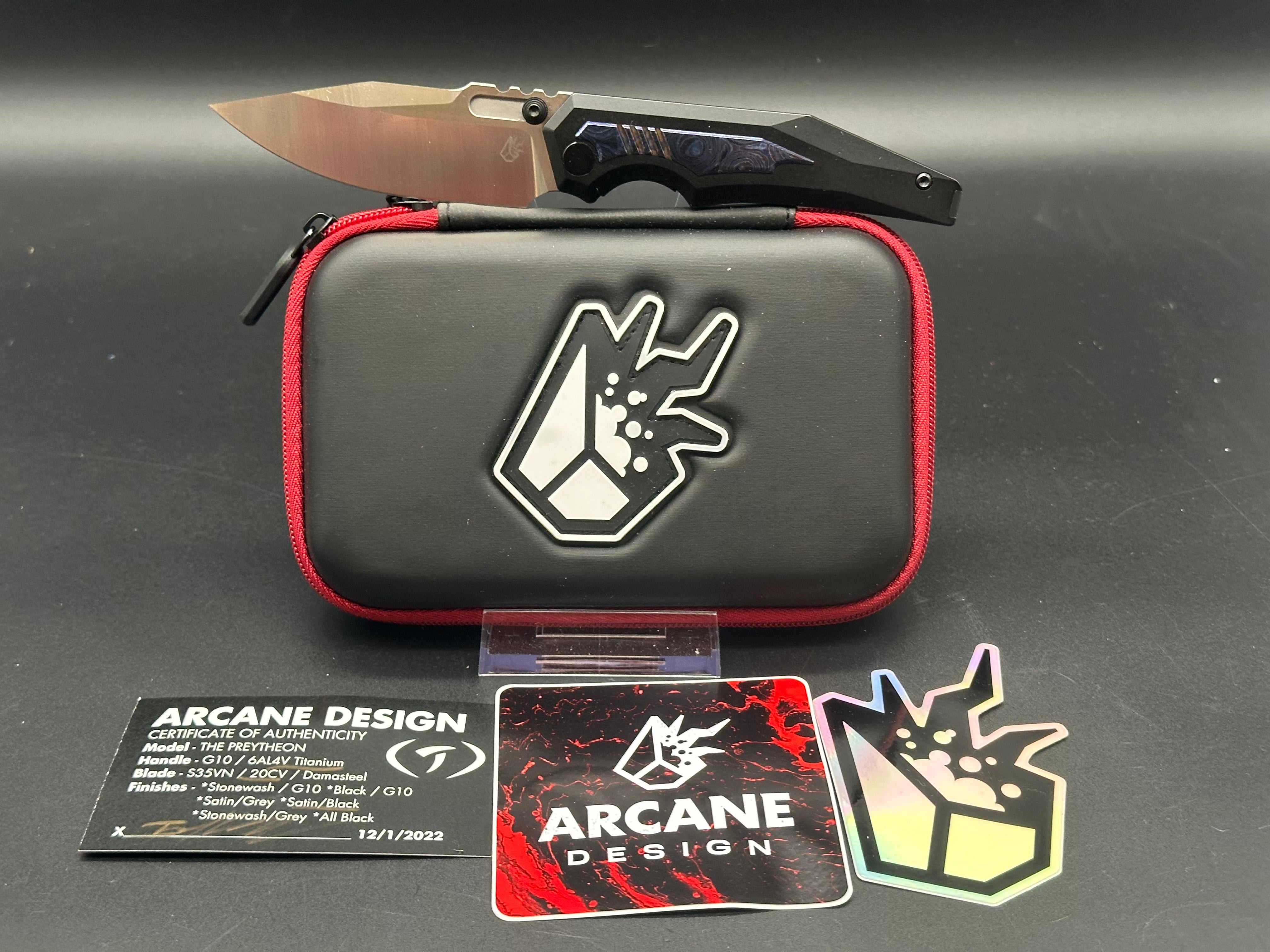 Arcane Preytheon Black Titanium Handle with Timascus Inlays - Premium EDC Pocket Knife for Outdoor, Camping & Everyday Carry