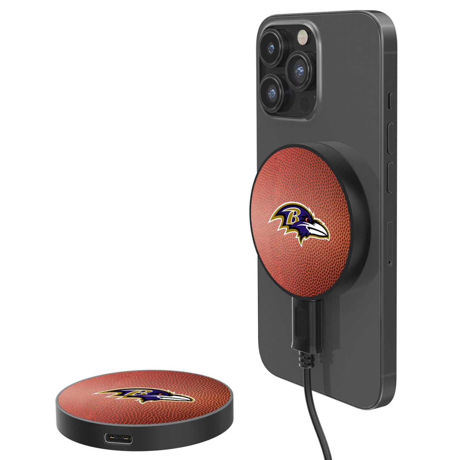 Baltimore Ravens 10W Wireless Magnetic Charger - Fast Charging Power Bank for iPhone, Android - Perfect for Gameday, Travel & Office Use