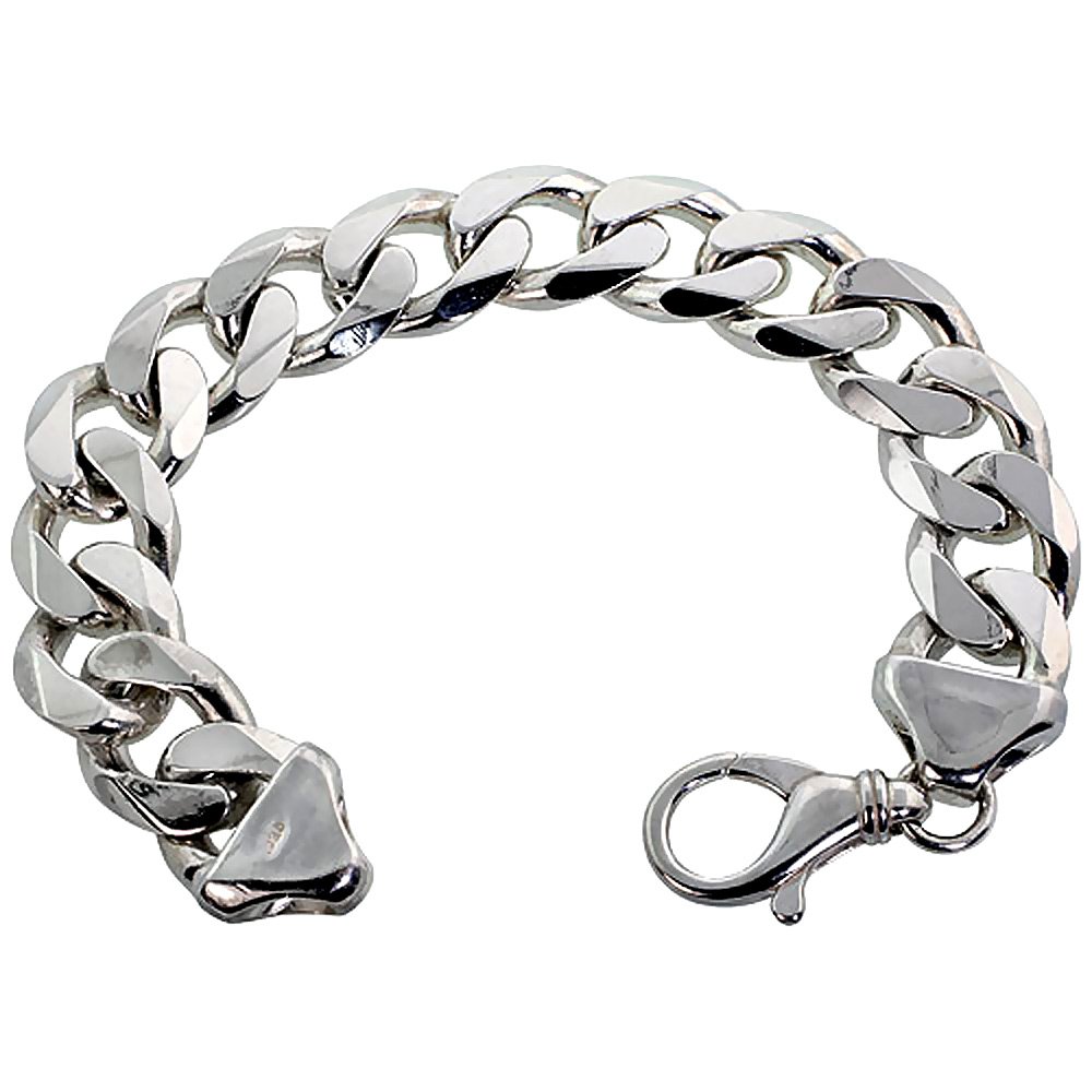 Premium Sterling Silver 17mm Thick Curb Cuban Link Chain Necklace & Bracelet Set for Men - Nickel-Free, Beveled Edges, Italy Crafted (8-30 Inch) - Perfect for Gifts, Parties, and Everyday Wear