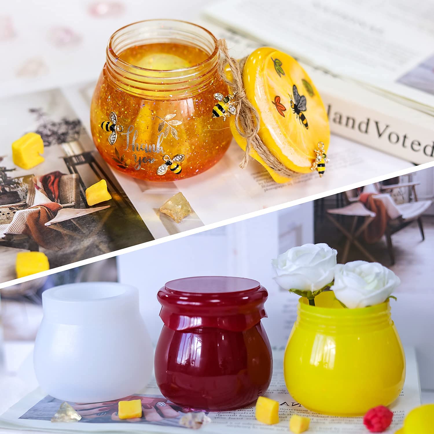 Epoxy Resin Mold Bottle with Lid - DIY Silicone Pudding Jar for Jewelry Making, Candy Storage, Candle Holder - Perfect for Home Decor, Crafting & Resin Casting Projects (Ideal for DIY Gifts, Party Favors & Small Item Organization)
