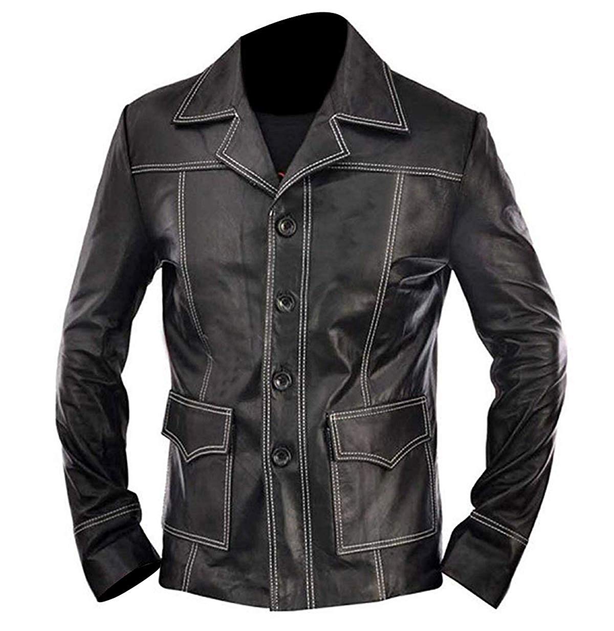 Fight Club Tyler Durden Mayhem Brad Pitt Retro Red Leather Jacket - Vintage Movie Costume & Halloween Cosplay Outfit