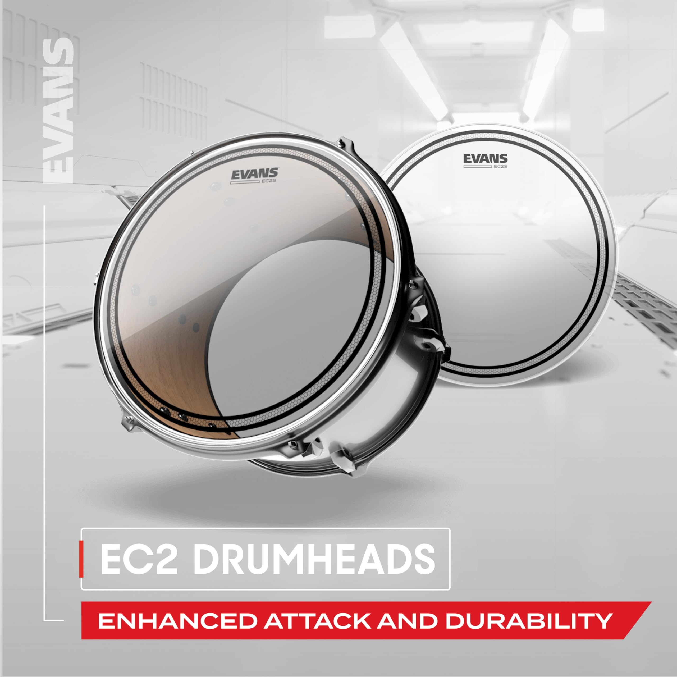 Evans EC2S Clear 8 Inch Tom Drumhead - Premium Drum Heads for Professional Drummers - Perfect for Live Performances & Studio Recording