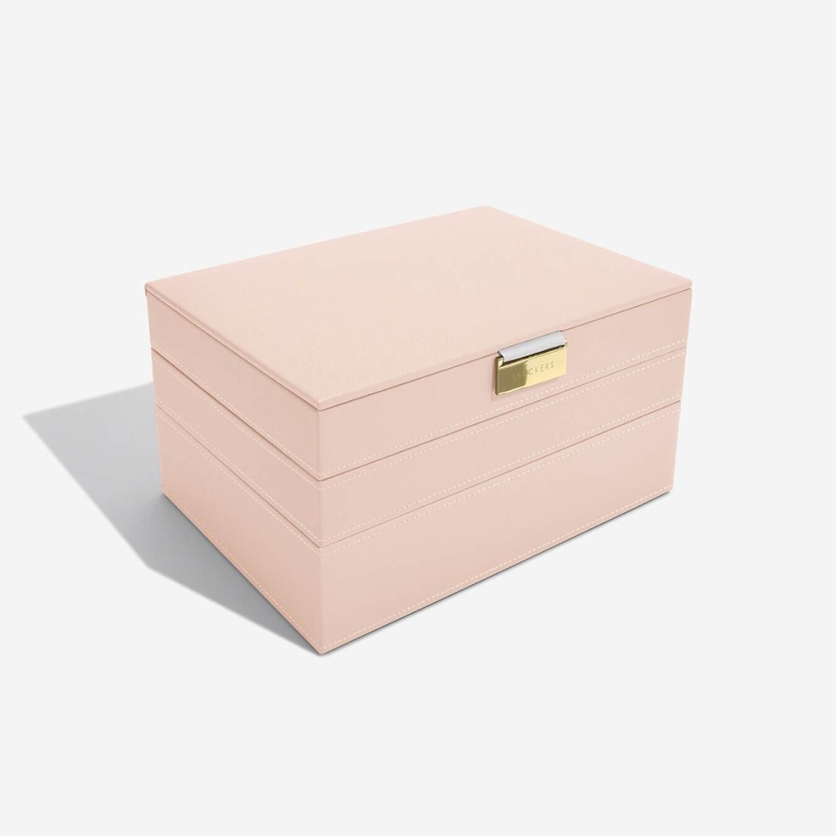 Elegant Set of 3 Jewelry Boxes in Blush Pink & Champagne Gold - Perfect for Gift Giving, Travel & Home Organization