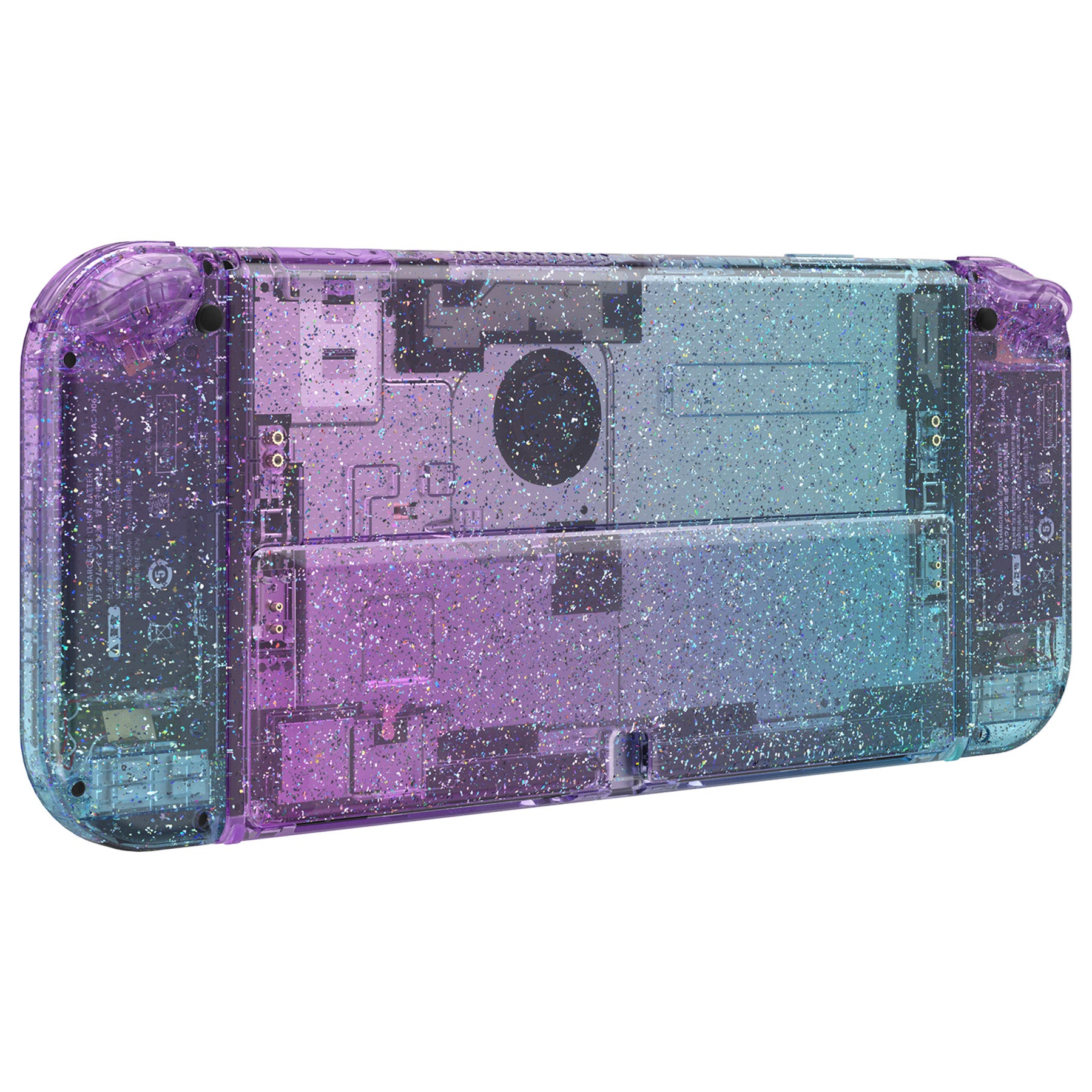 eXtremeRate Custom Replacement Full Set Shell with Buttons for Nintendo Switch OLED - Glitter Gradient Translucent Bluebell & Blue | Gaming Accessories for Enhanced Console Protection & Style