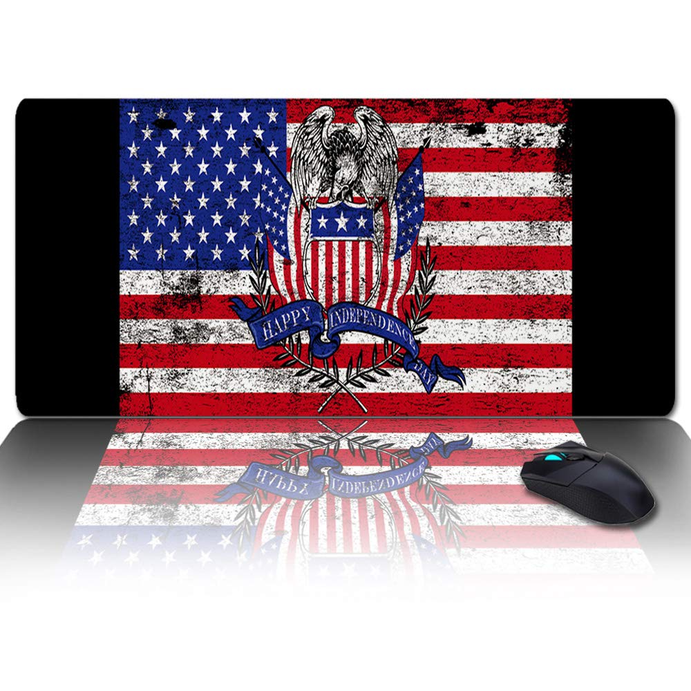 Non-Slip Rubber Base Mouse Pad with American Flag Eagle Design - Large Size Office & Gaming Desk Mat for Computer, Laptop - Perfect for Work, Gaming, and Home Office Use