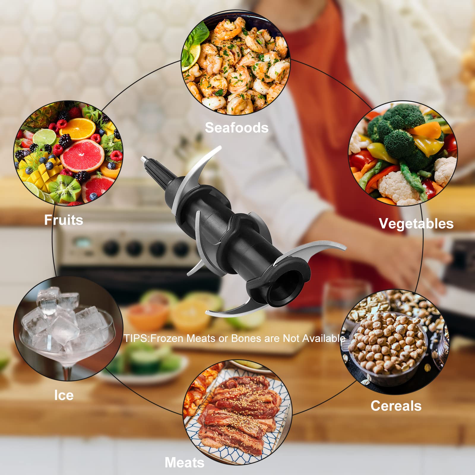 Ninja Blender 6-Stacked Blade Replacement Assembly for 72 oz Pitcher - Compatible with BL660C BL740 BL642 BL500C Models (1100W 1200W 1500W) - Perfect for Smoothies, Juices & Food Prep in Ninja Kitchen System