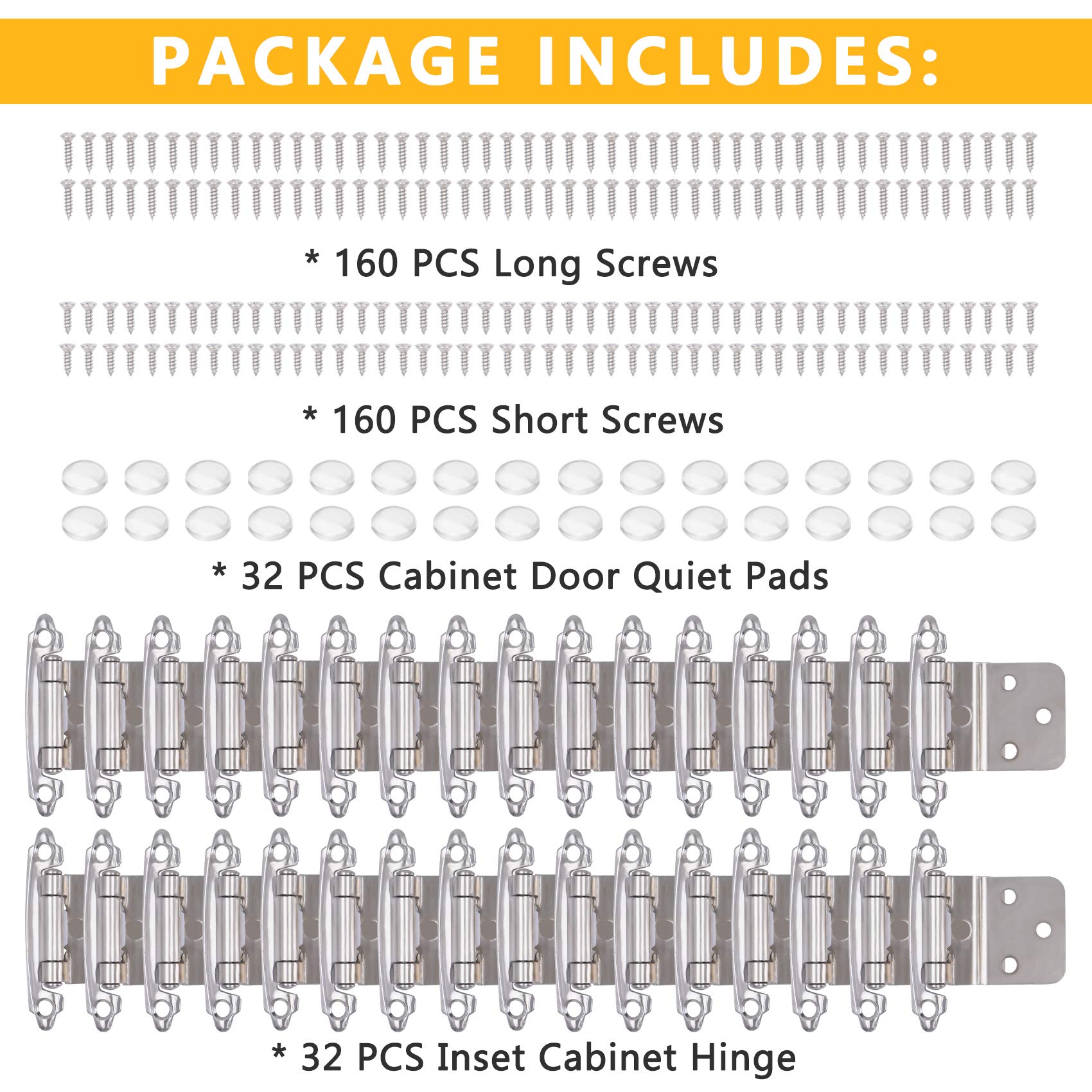 32 PCS Self-Closing Satin Nickel 3/8
