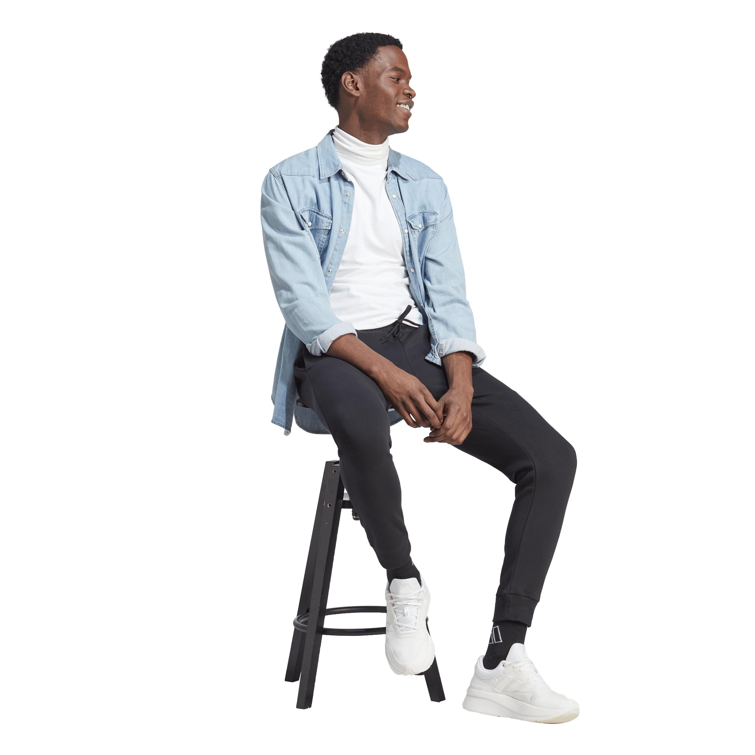 Adidas Men's Essentials Fleece Jogger Pants with Tapered Cuff & Big Logo - Comfortable Athletic Sweatpants for Gym, Running, Lounge & Casual Wear