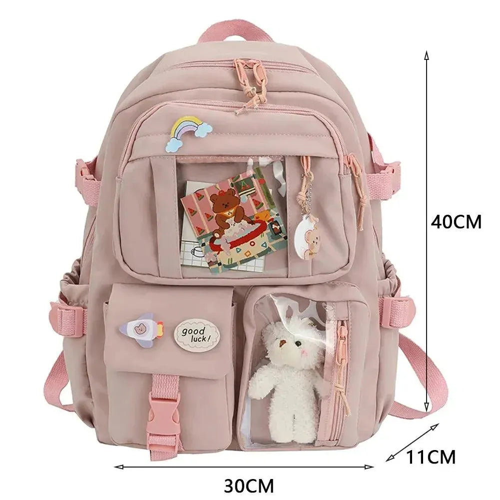 Cute Transparent Bear Backpack for School, Travel & Cosplay - Kawaii Animal Print Rucksack for Girls & Teens