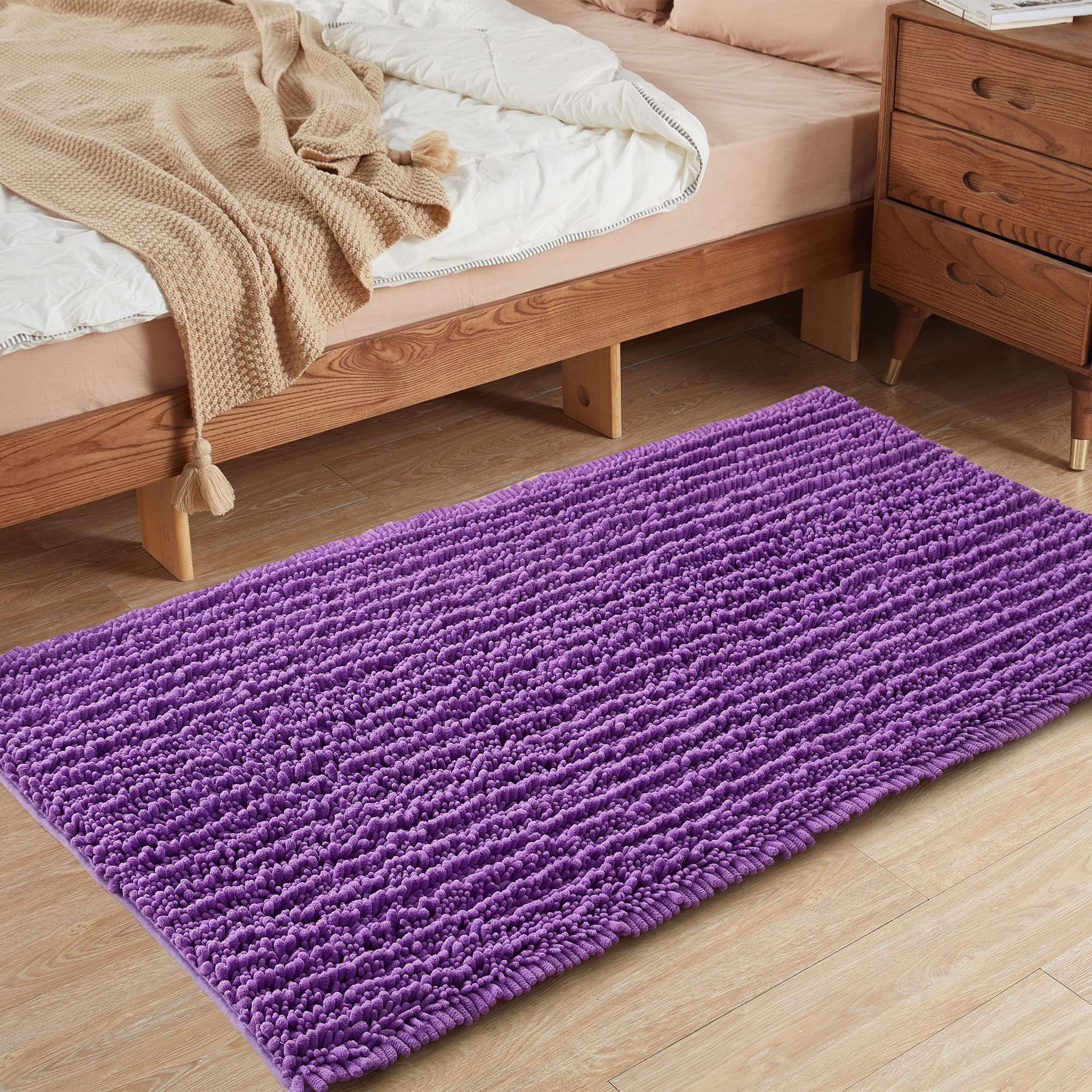 **FLOLEOPA Soft Plush Microfiber Bathroom Rugs – Super Absorbent, Non-Slip, Machine Washable Bath Mats for Tub, Shower & Bathroom Floor (31x59 Inches, Lavender) – Perfect for Cozy Bathrooms & Spa-Like Showers**