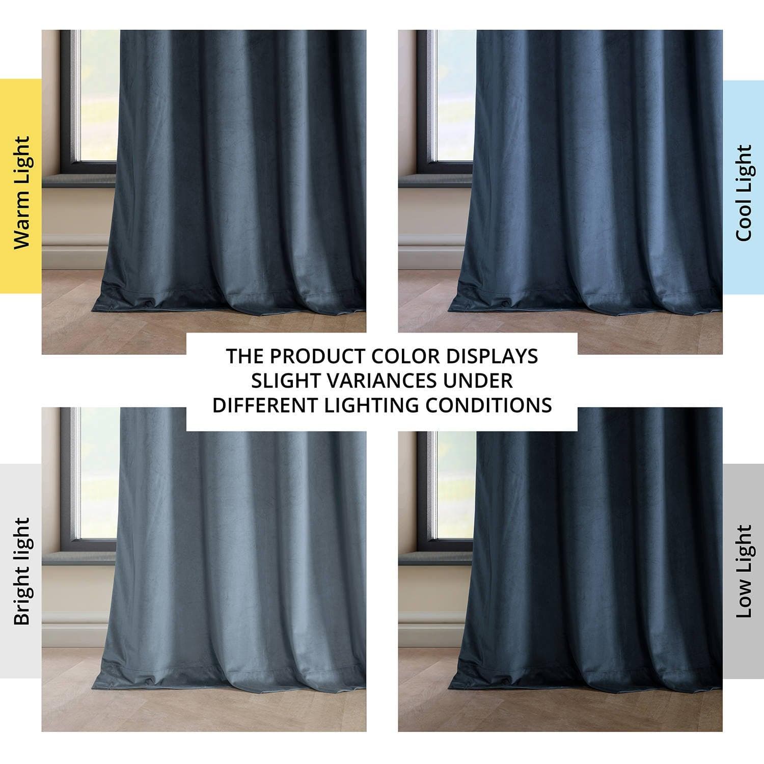 London Blue Grommet Heritage Plush Velvet Blackout Curtains for Bedroom - Thermal Insulated Window Drapes for Living Room & Nursery