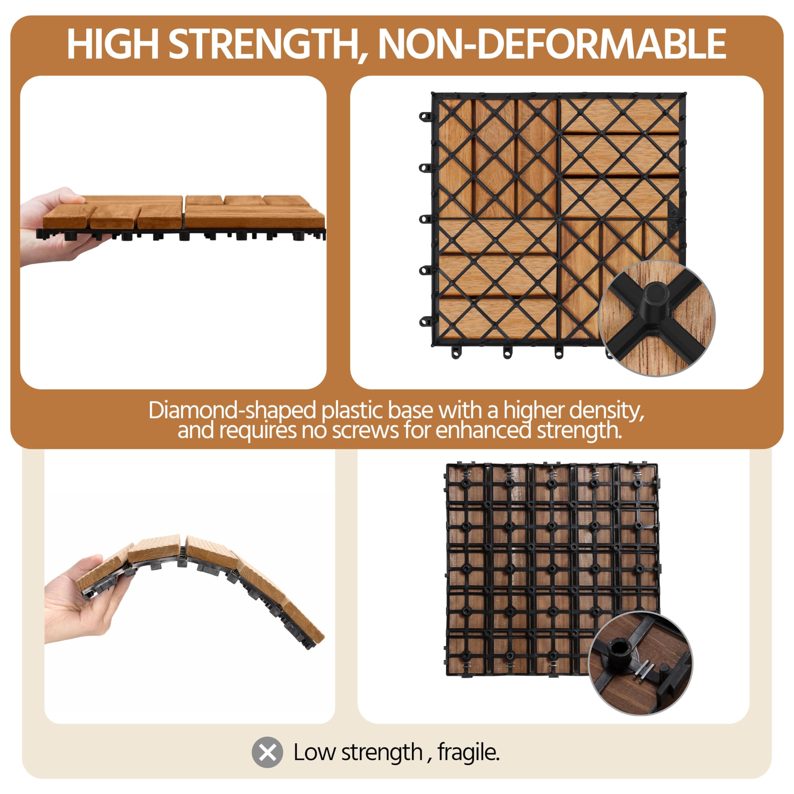 Yaheetech 108-Piece Acacia Hardwood Interlocking Deck Tiles - 12