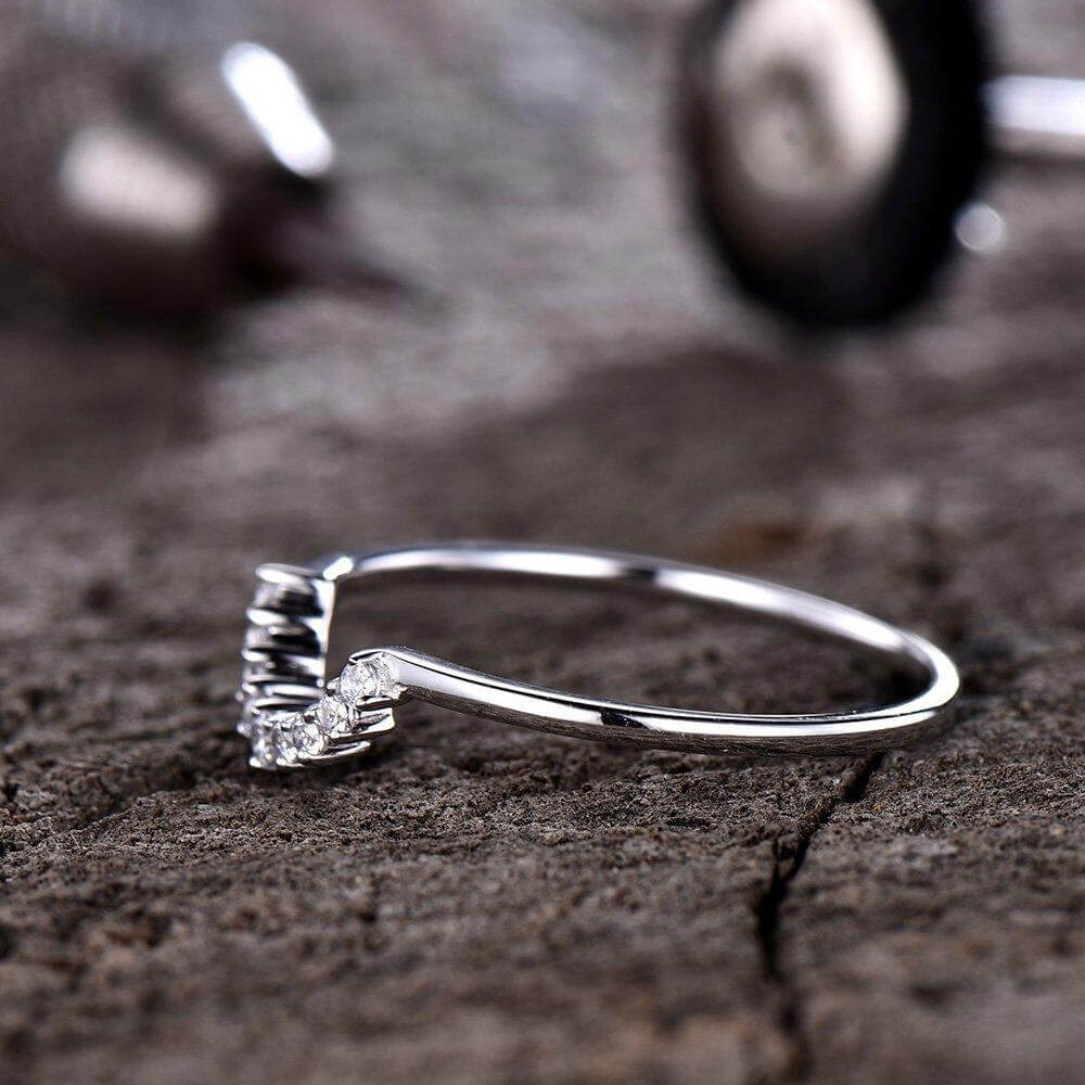 0.25 Carat Art Deco Moissanite Wedding Ring - 10k White Gold Band for Women - Vintage Engagement & Anniversary Jewelry Gift for Brides