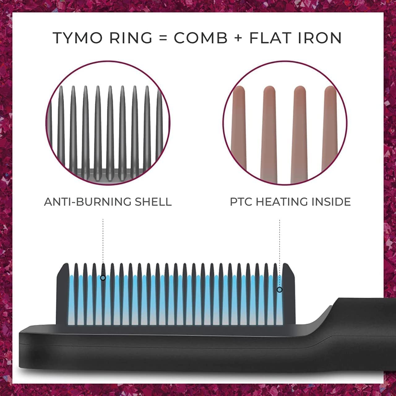 ONSUR Electric Hair Straightener Comb Brush for Men & Women - Temperature Control for Smooth, Frizz-Free Hair - Perfect for Home, Travel & Salon Styling