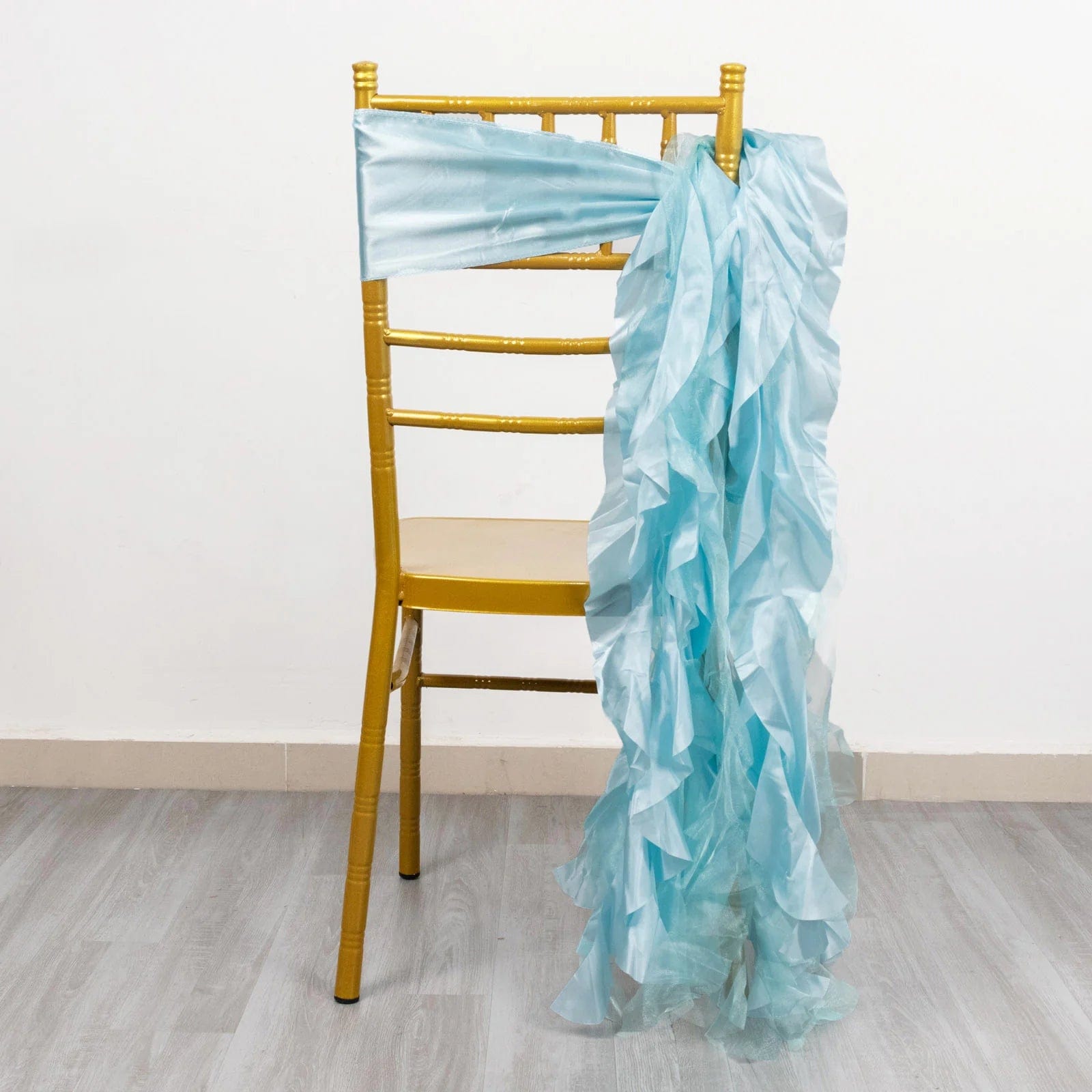 5 Pack Curly Willow Chiffon Satin Chair Sashes - Elegant Wedding Decor, Bridal Shower & Party Chair Ribbons for Banquet, Reception, and Special Events