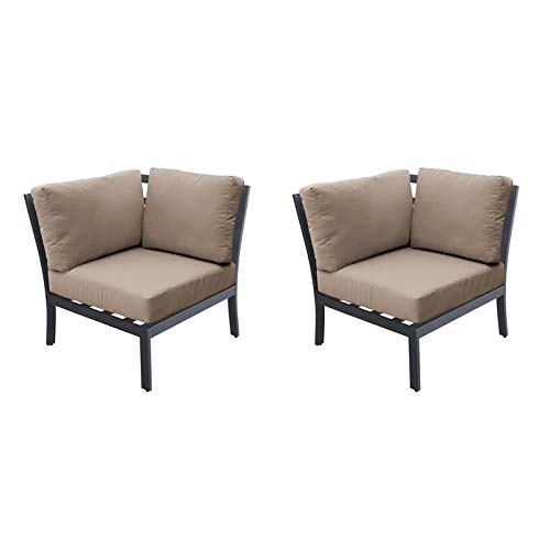 TK Classics Lexington Corner Sofa Set of 2 - Wheat-Colored Modern L-Shaped Sectional Couch for Living Room, Lounge & Small Spaces