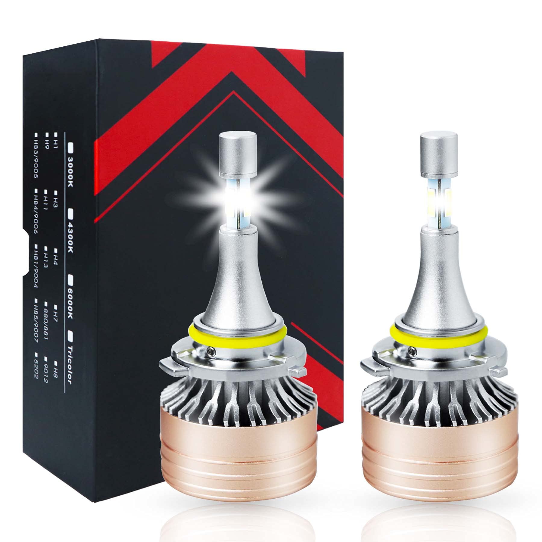 9005 HB3 LED Headlight Bulbs - 12000 Lumens 6500K Xenon White - 4-Sided Design - Pack of 2 - Perfect for Night Driving & Off-Road Adventures