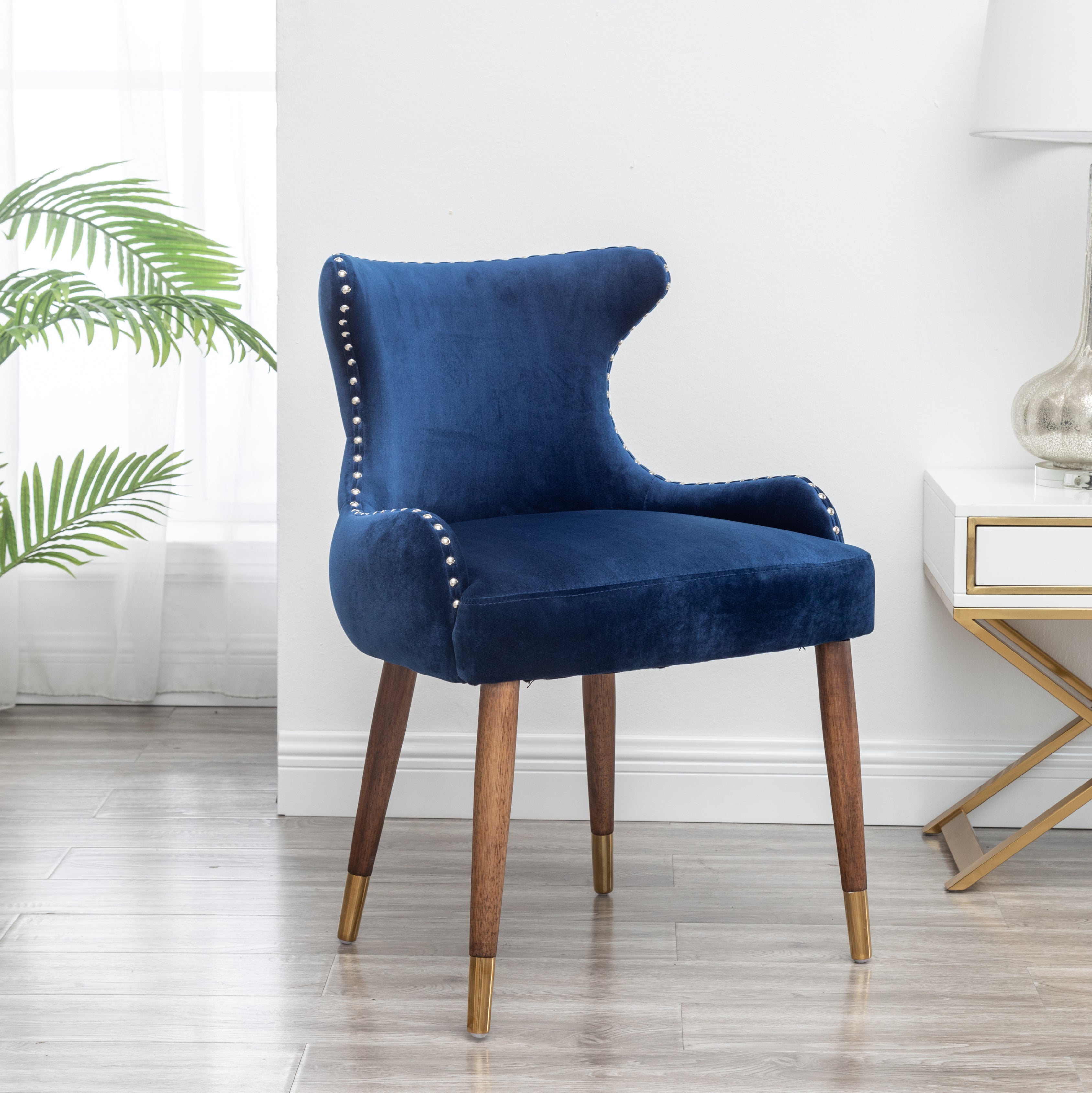 Roundhill Furniture Viking Tufted Button Back Barrel Chair with Nailhead Trim - Stylish Accent Chair for Living Room, Bedroom or Office Decor