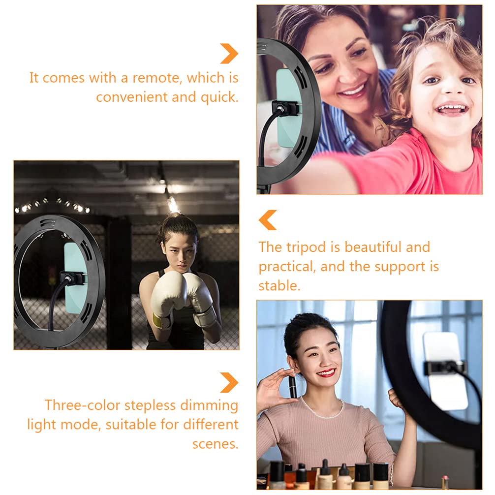 Hemobllo Desk Tripod with Ring Light - Adjustable Phone Stand & Selfie Light for iPhone, Android, Makeup, Video Calls, YouTube, TikTok (1 Set) - Perfect for Home Office, Content Creation & Live Streaming