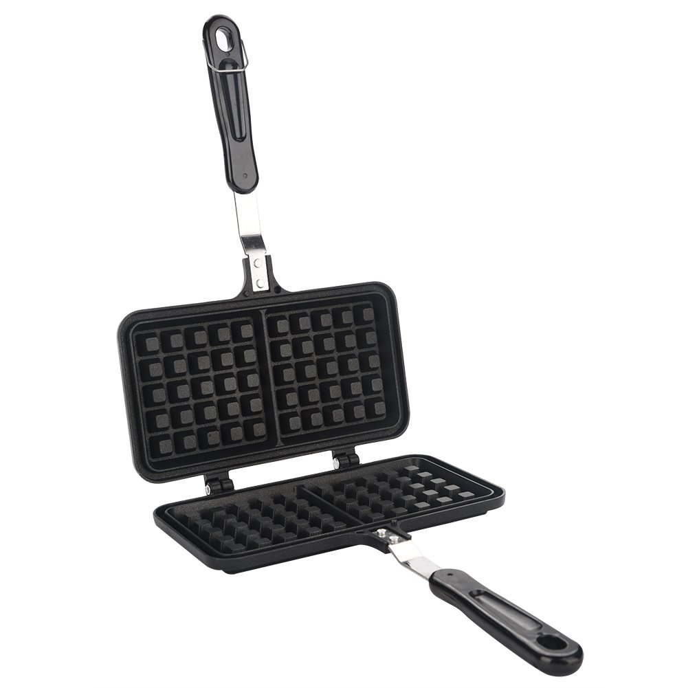 Mini Waffle Maker & Non-Stick Baking Pan - Dual Head Waffle Iron for Hash Browns, Breakfast Sandwiches & Desserts - Perfect for Home, Camping & Quick Breakfasts
