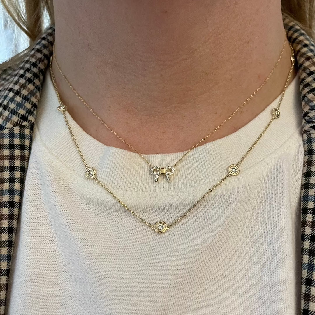 0.75ctw Diamond by the Yard 10 Station 14K Yellow Gold Necklace for Women - Elegant Layered Chain Jewelry Gift for Anniversary, Wedding & Special Occasions