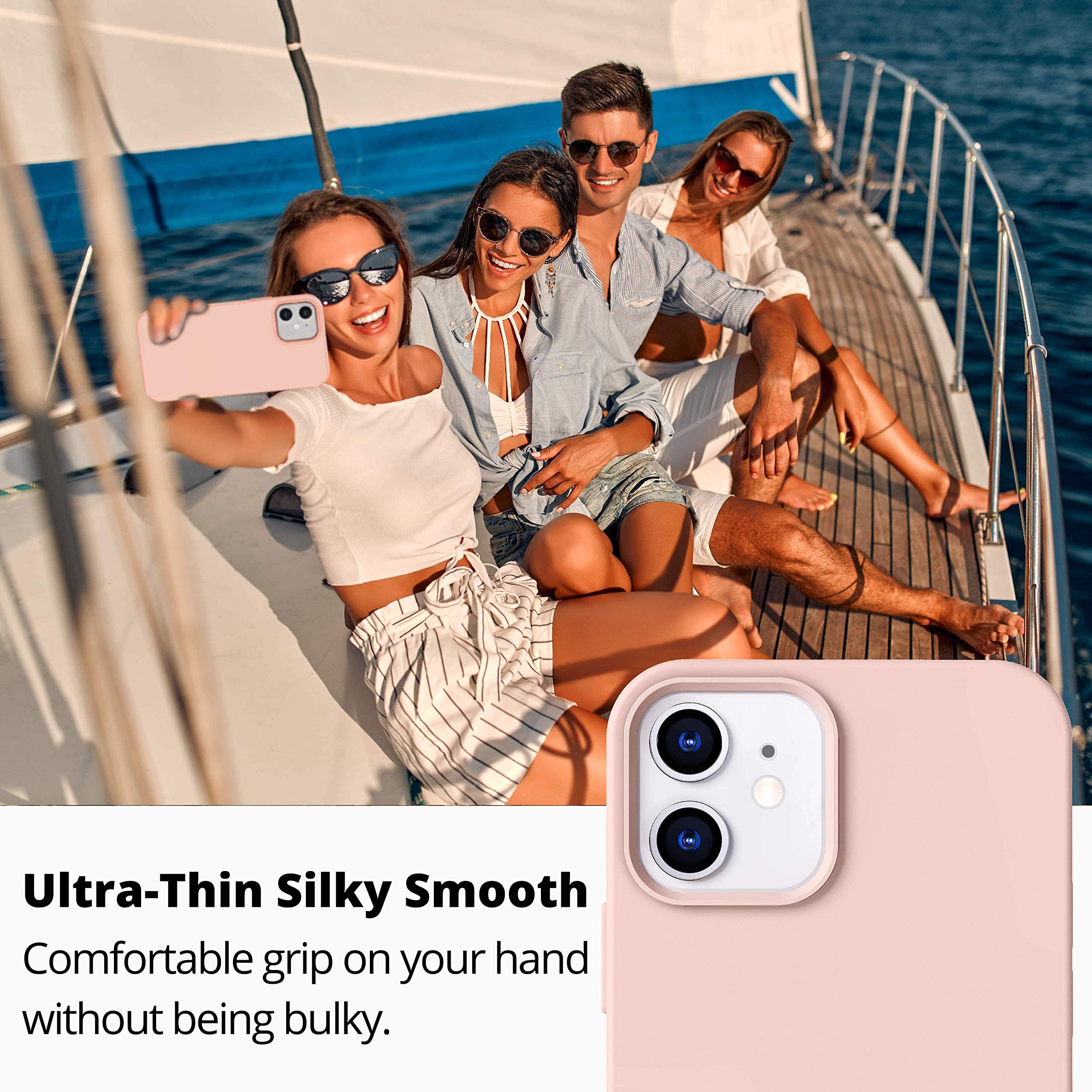 Premium Silicone iPhone 13 Mini Case - Ultra Slim Shockproof Protective Cover with Soft Anti-Scratch Microfiber Lining | 5.4 Inch Light Pastel Sand Pink Cute Design | Perfect for Everyday Use, Travel & Work Protection