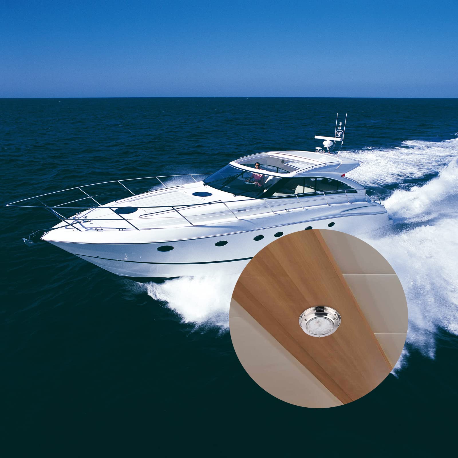 12V Marine Dome LED Boat Cabin Light - Stainless Steel Surface Mount with Switch (6.0 Inches) | Waterproof Interior Lighting for Yachts, Ships & Boats | Perfect for Galley, Head & Sleeping Quarters