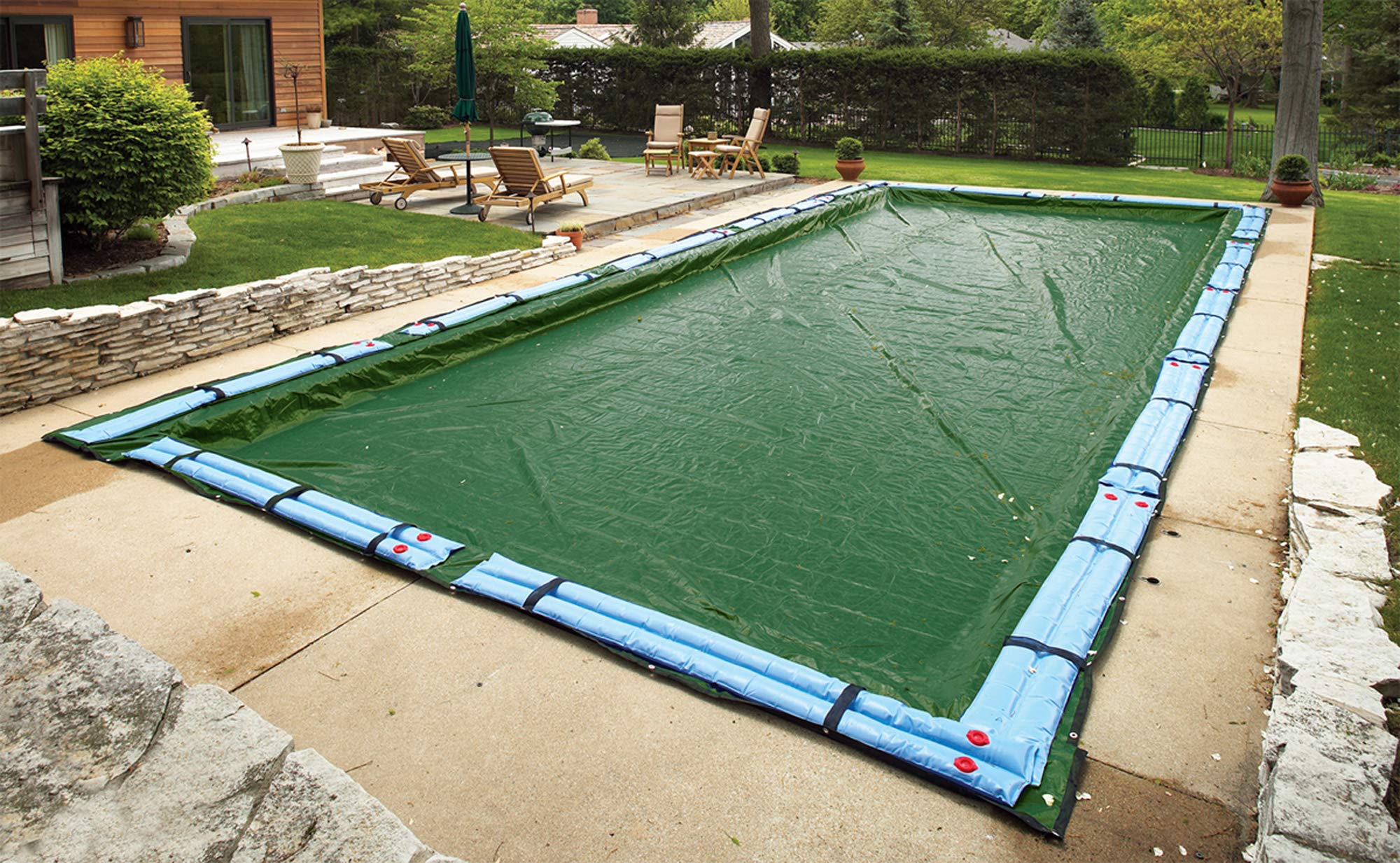 Blue Wave BWC864 Silver 12-Year 30ft x 50ft Rectangular In-Ground Pool Winter Cover - Forest Green | Heavy Duty Protection for Swimming Pools During Cold Seasons