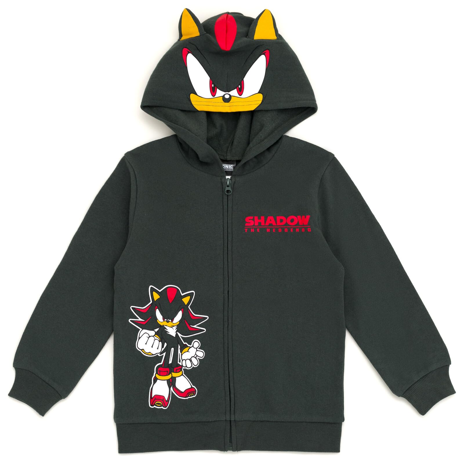 SEGA Sonic the Hedgehog Shadow Knuckles Fleece Zip-Up Hoodie for Kids - Warm & Cozy Pullover Jacket for Toddler to Big Kid - Perfect for School, Playdates & Outdoor Adventures