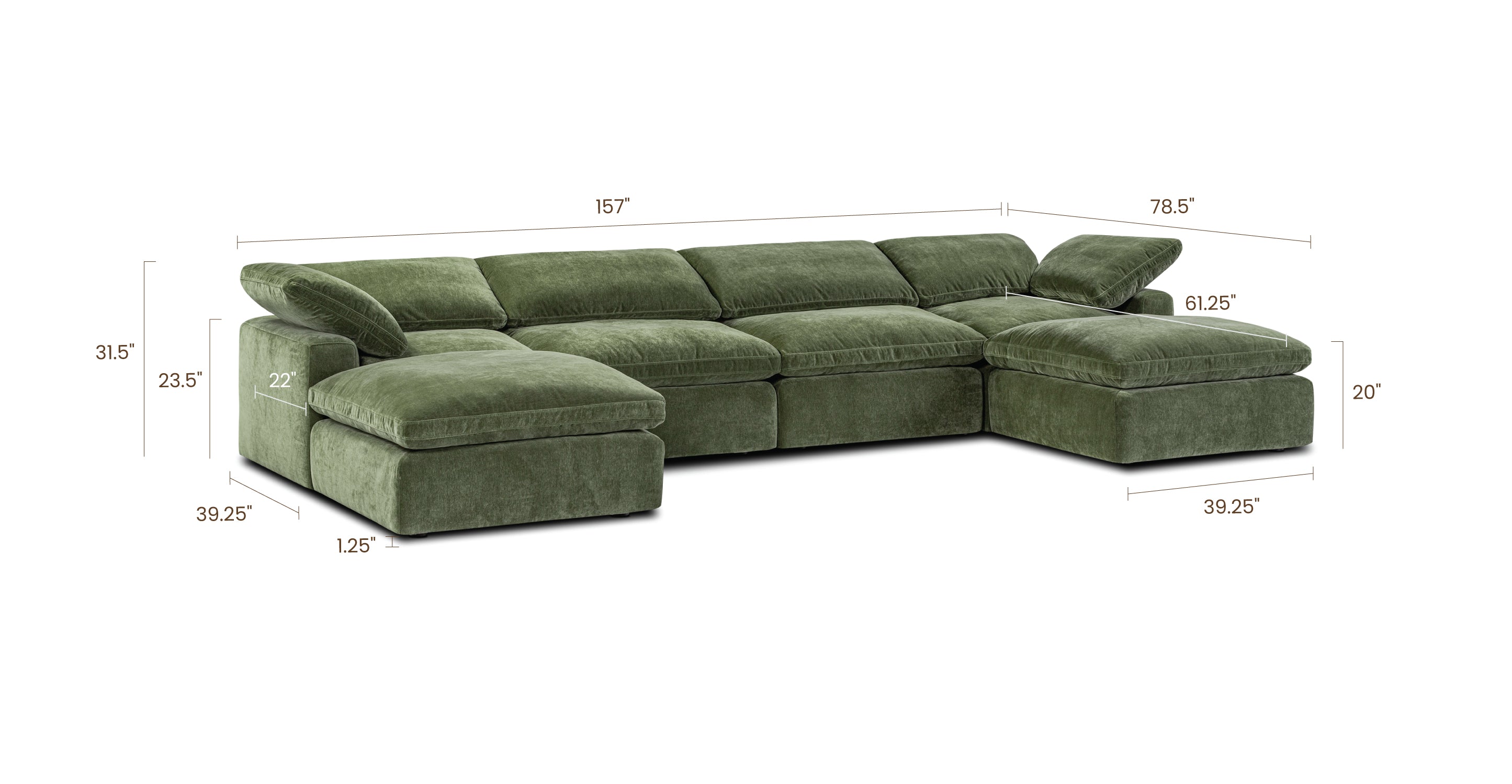 6-Seat Aspen Modular U-Shaped Sectional Sofa - Modern L-Shaped Living Room Couch for Large Spaces, Family Gatherings & Home Theater