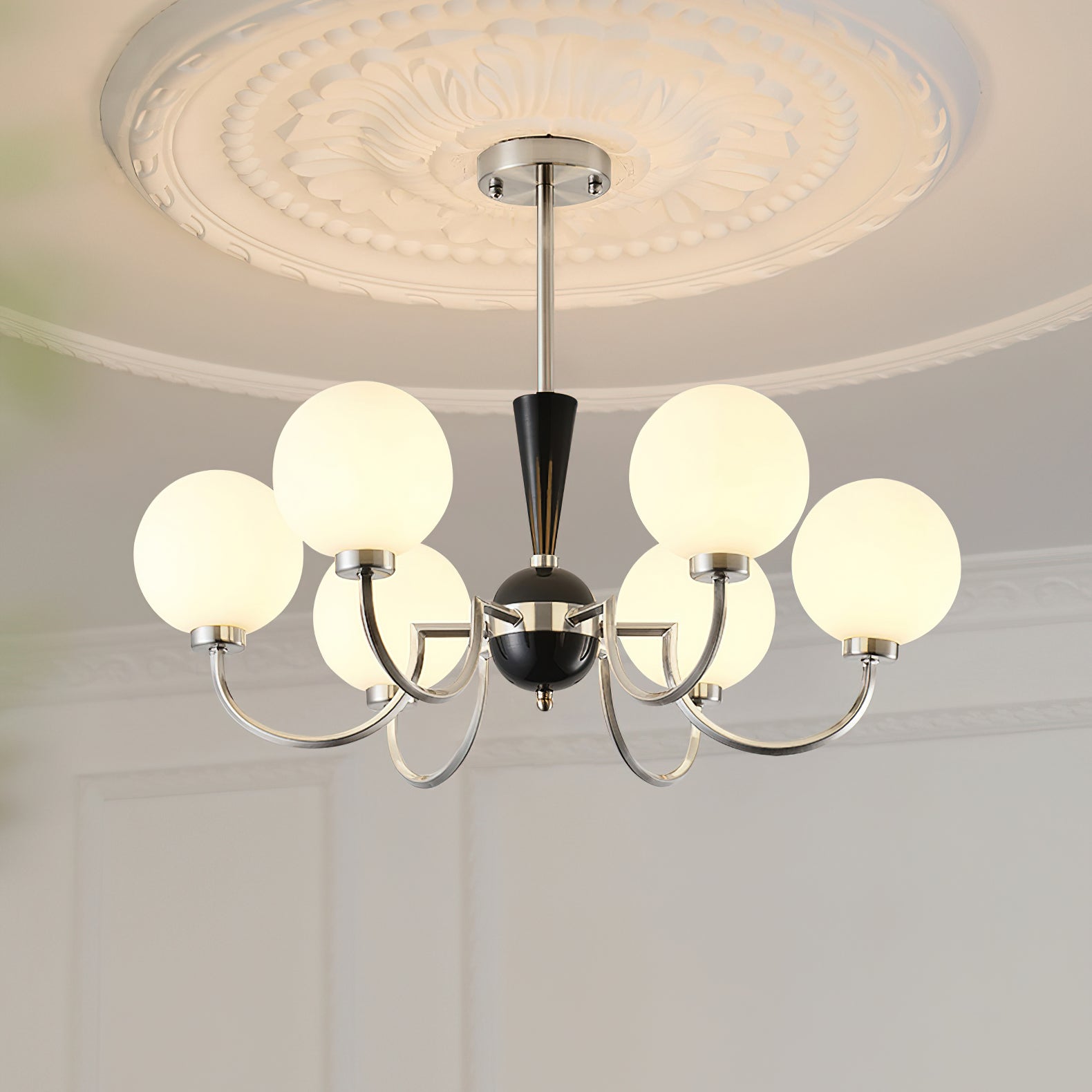 Alana Globe Chandelier - Modern Crystal Glass Ceiling Light Fixture for Dining Room, Bedroom & Living Room | Elegant Home Decor Lighting for Wedding, Restaurant & Office