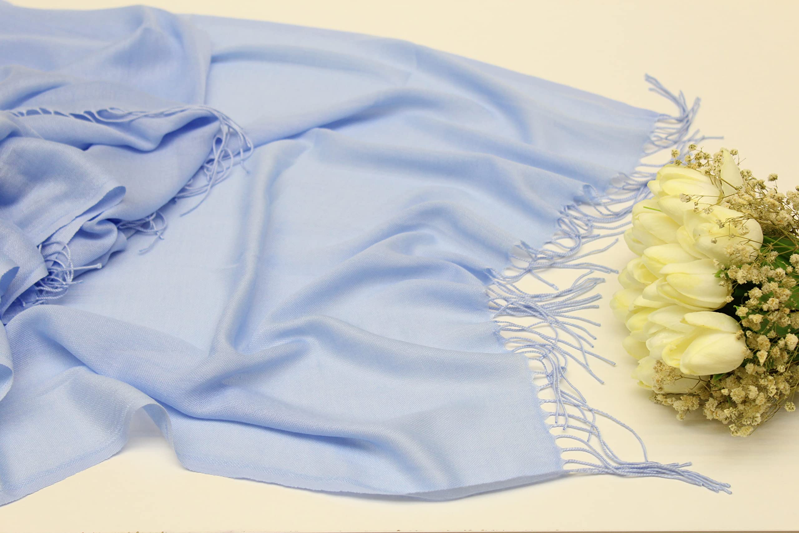 Luxury Women's Pashmina Scarf & Shawl Wrap - Elegant Wedding Favors, Bridesmaid Gifts, Guest Favors for Weddings & Parties (Baby Blue) - Perfect for Bridal Showers, Formal Events & Winter Accessories