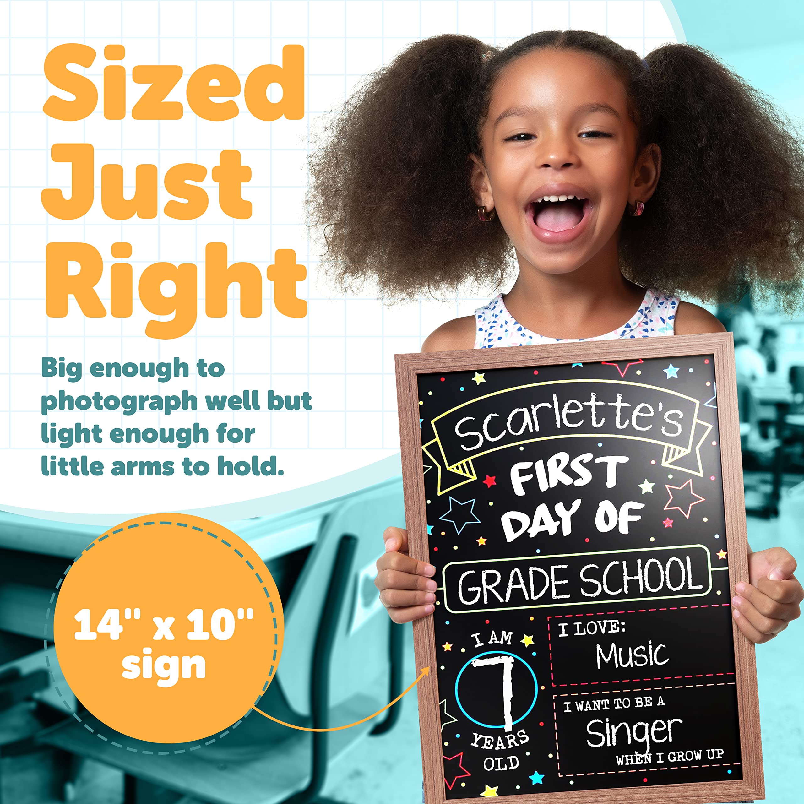 First Day Last Day of School Sign - Double Sided Reusable Dry Erase Board with Frame (9.17