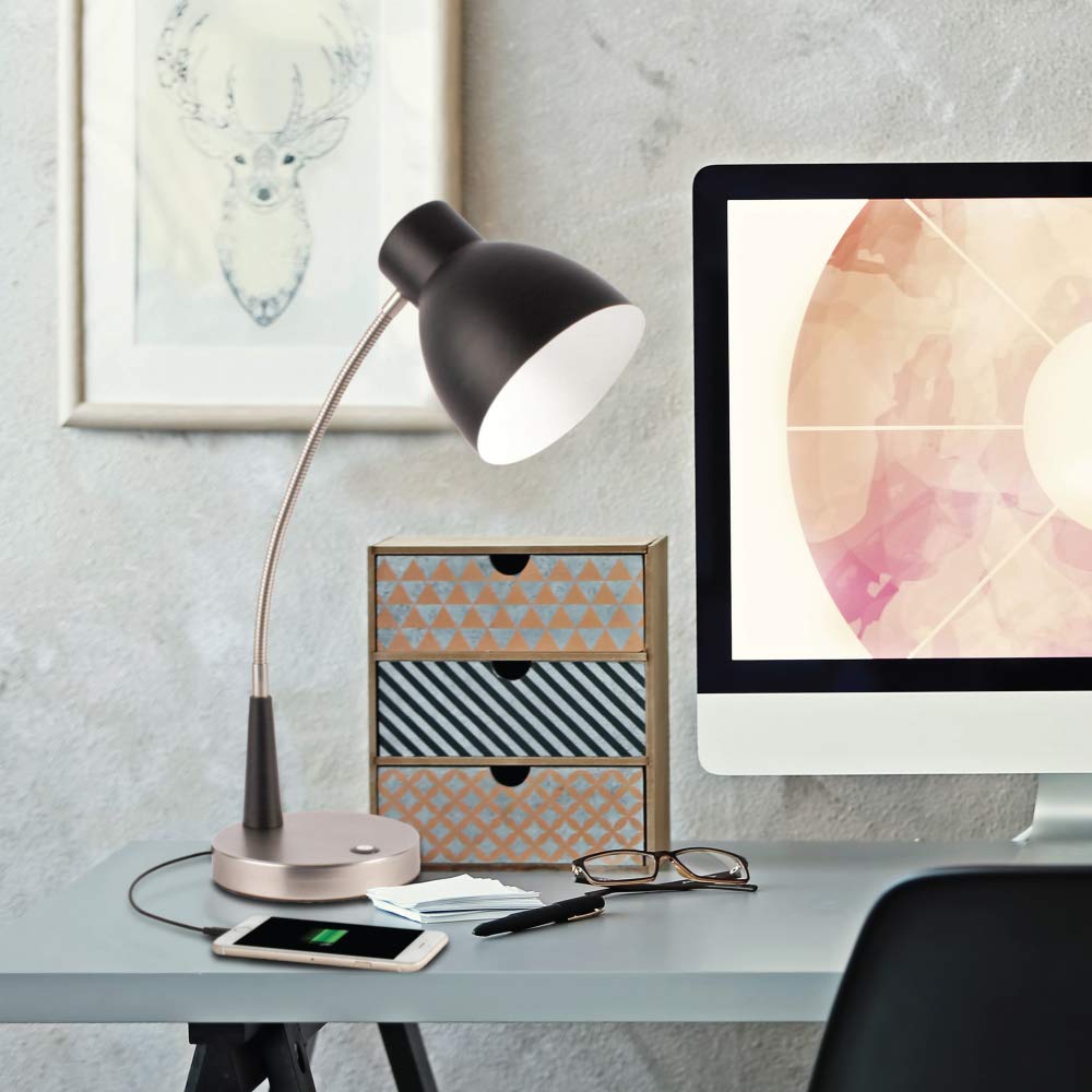 OttLite Adjustable LED Desk Lamp with 2.1A USB Charging Port - Portable Task Light for Home Office, Study & Reading - Dimmable Eye-Caring Desk Light for Work, Gaming & Nightstand Use
