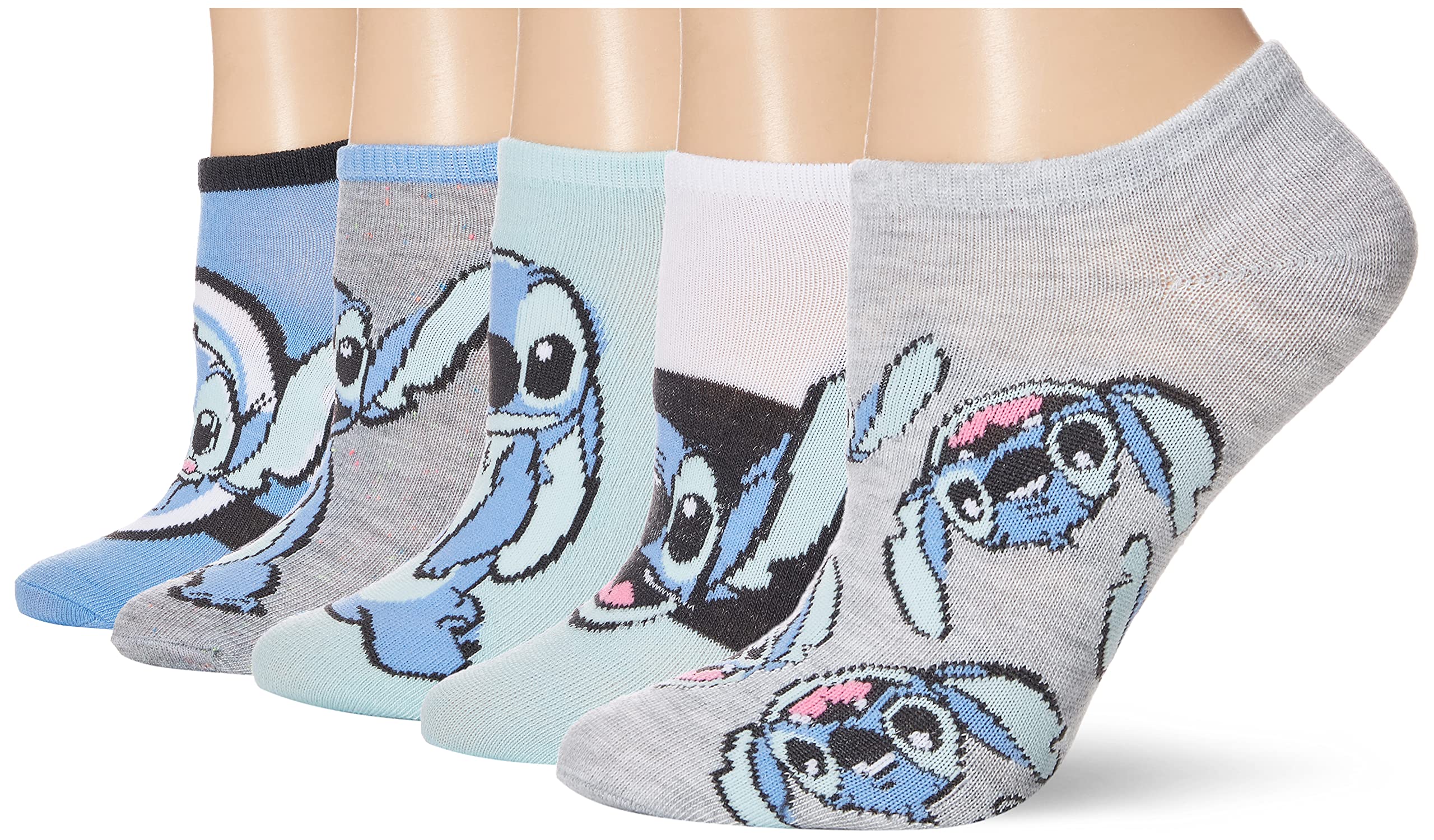 Disney Women's Lilo & Stitch 5 Pack No Show Socks - Cute Ankle Socks for Sneakers, Flats & Casual Wear - Perfect Gift for Disney Fans
