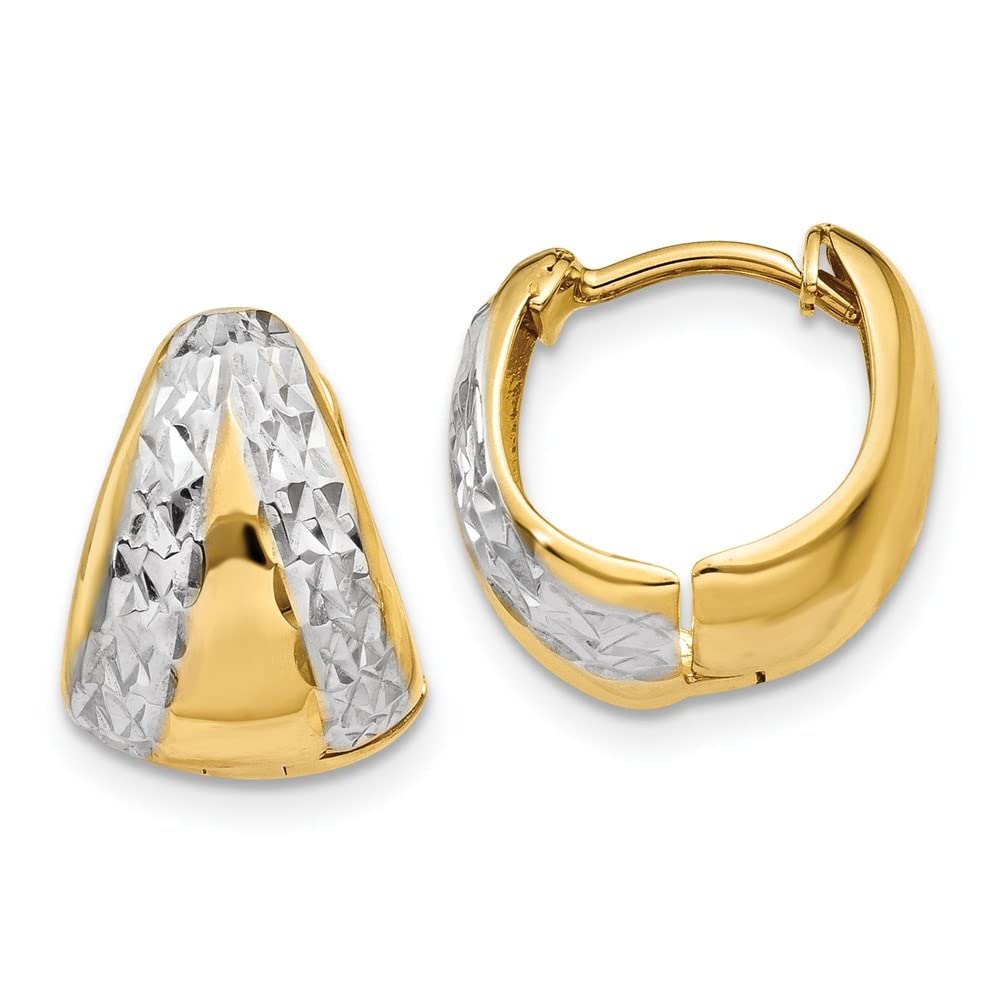 14K Yellow Gold Textured Hoop Earrings for Women - Diamond2Deal Fine Jewelry | Elegant Everyday Wear & Special Occasion Gift