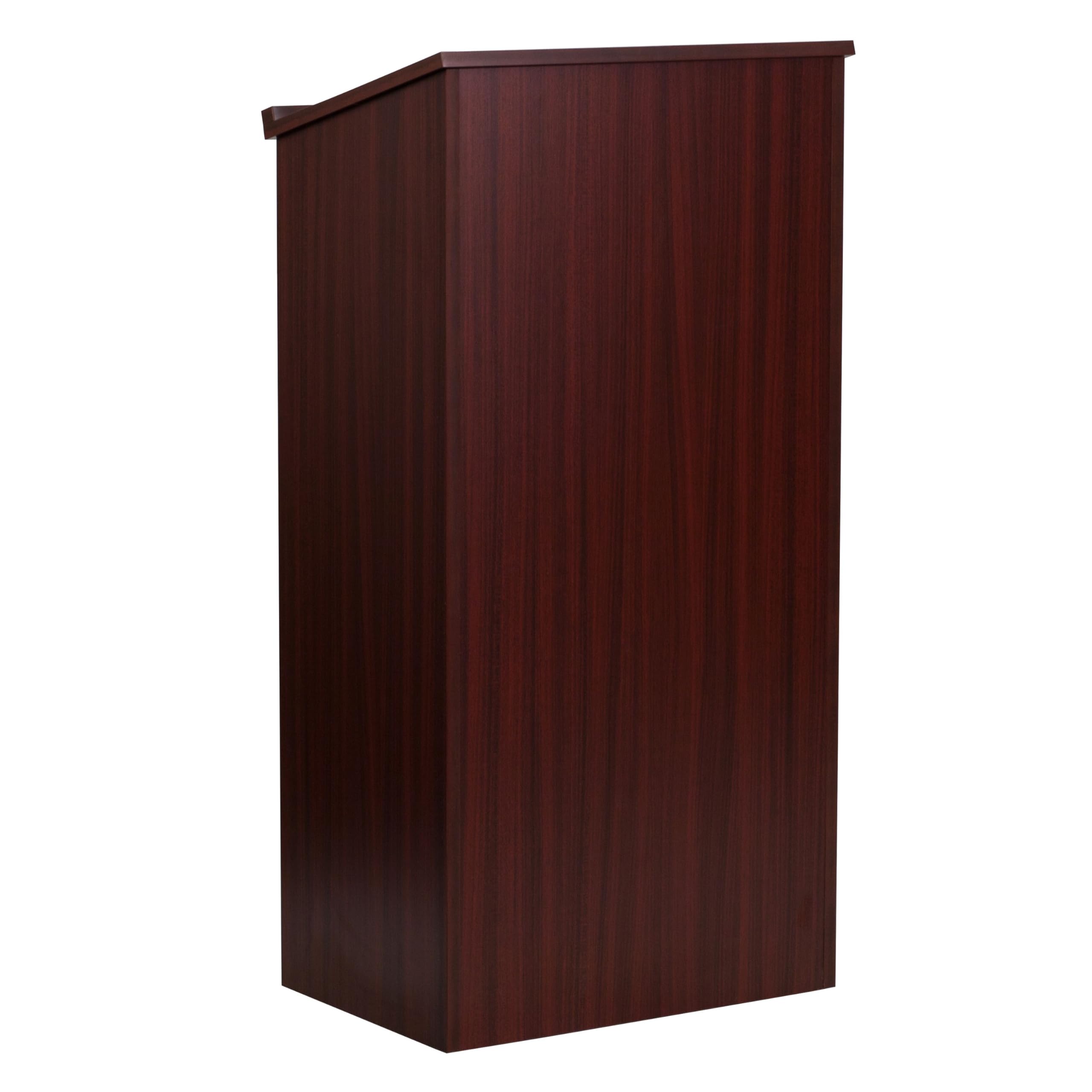 Flash Furniture Mysta Mahogany Stand-Up Lectern - Adjustable Height Podium for Public Speaking, Church, Classroom & Conference Presentations